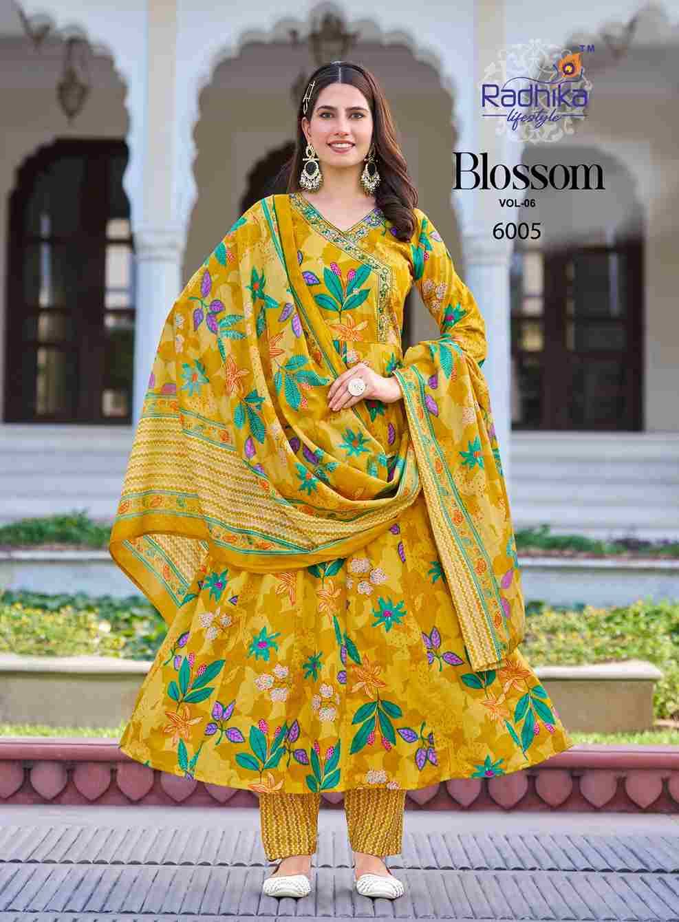 Blossom Vol-6 By Radhika Lifestyle 6001 To 6006 Series Beautiful Festive Suits Colorful Stylish Fancy Casual Wear & Ethnic Wear Cotton Print With Work Dresses At Wholesale Price