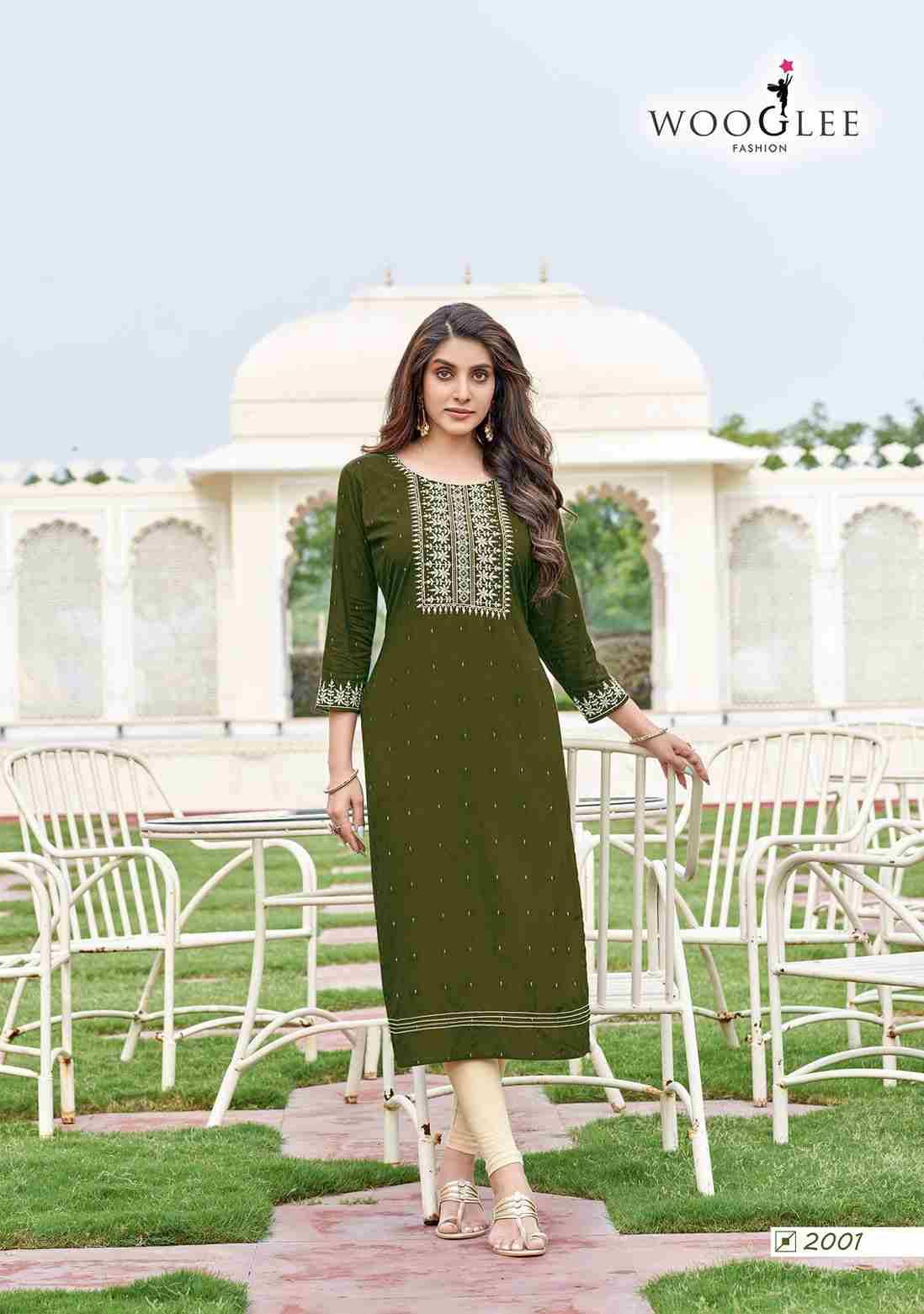 Chitra By Wooglee 2001 To 2004 Series Designer Collection Beautiful Stylish Fancy Colorful Party Wear & Occasional Wear Rayon Jacquard Kurtis At Wholesale Price
