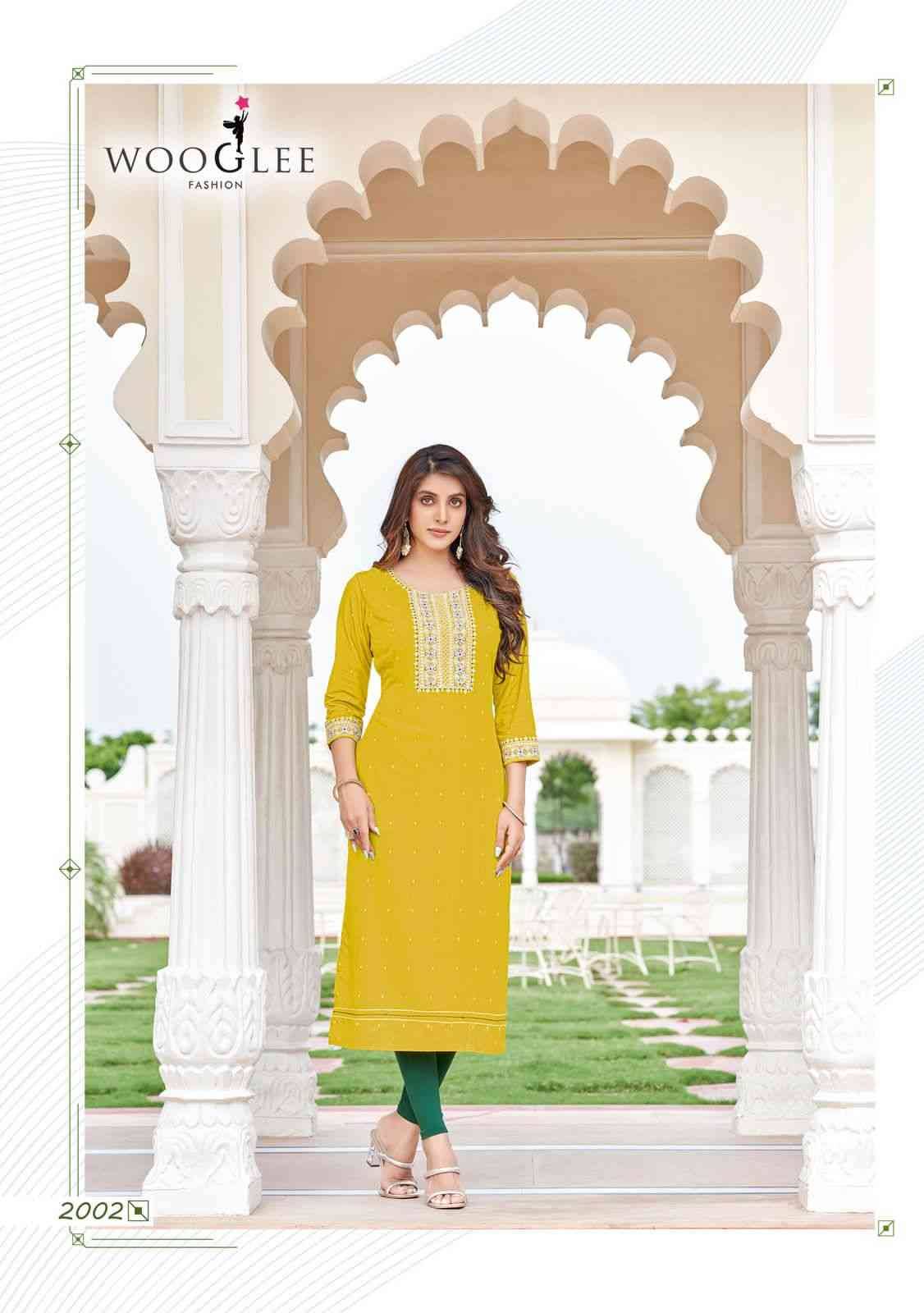 Chitra By Wooglee 2001 To 2004 Series Designer Collection Beautiful Stylish Fancy Colorful Party Wear & Occasional Wear Rayon Jacquard Kurtis At Wholesale Price
