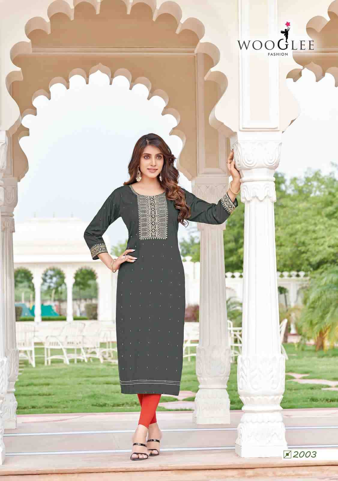 Chitra By Wooglee 2001 To 2004 Series Designer Collection Beautiful Stylish Fancy Colorful Party Wear & Occasional Wear Rayon Jacquard Kurtis At Wholesale Price