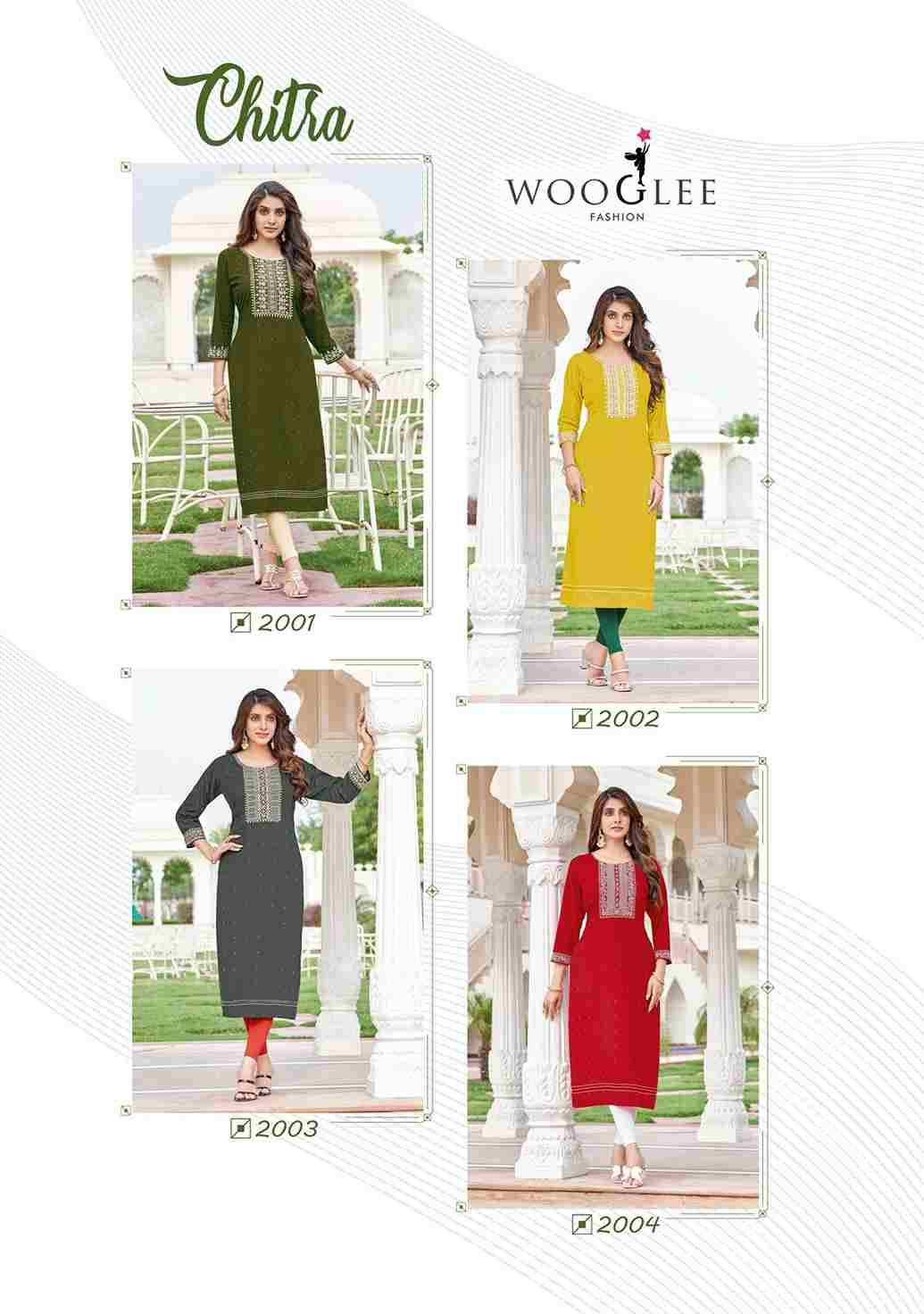 Chitra By Wooglee 2001 To 2004 Series Designer Collection Beautiful Stylish Fancy Colorful Party Wear & Occasional Wear Rayon Jacquard Kurtis At Wholesale Price