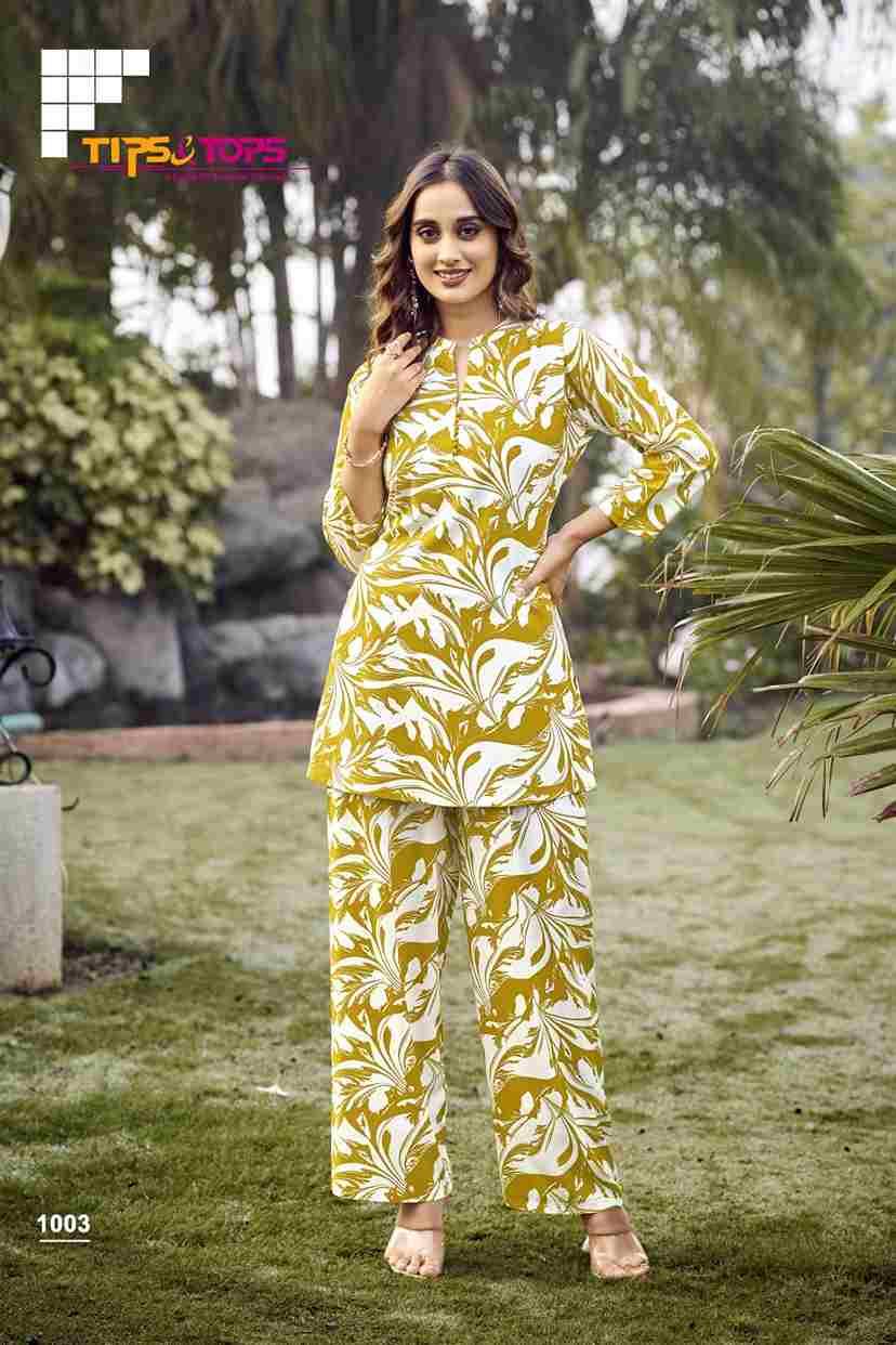Fashion Beats Vol-10 By Tips And Tops 1001 To 1006 Series Designer Stylish Fancy Colorful Beautiful Party Wear & Ethnic Wear Collection Rayon Print Co-Ord At Wholesale Price