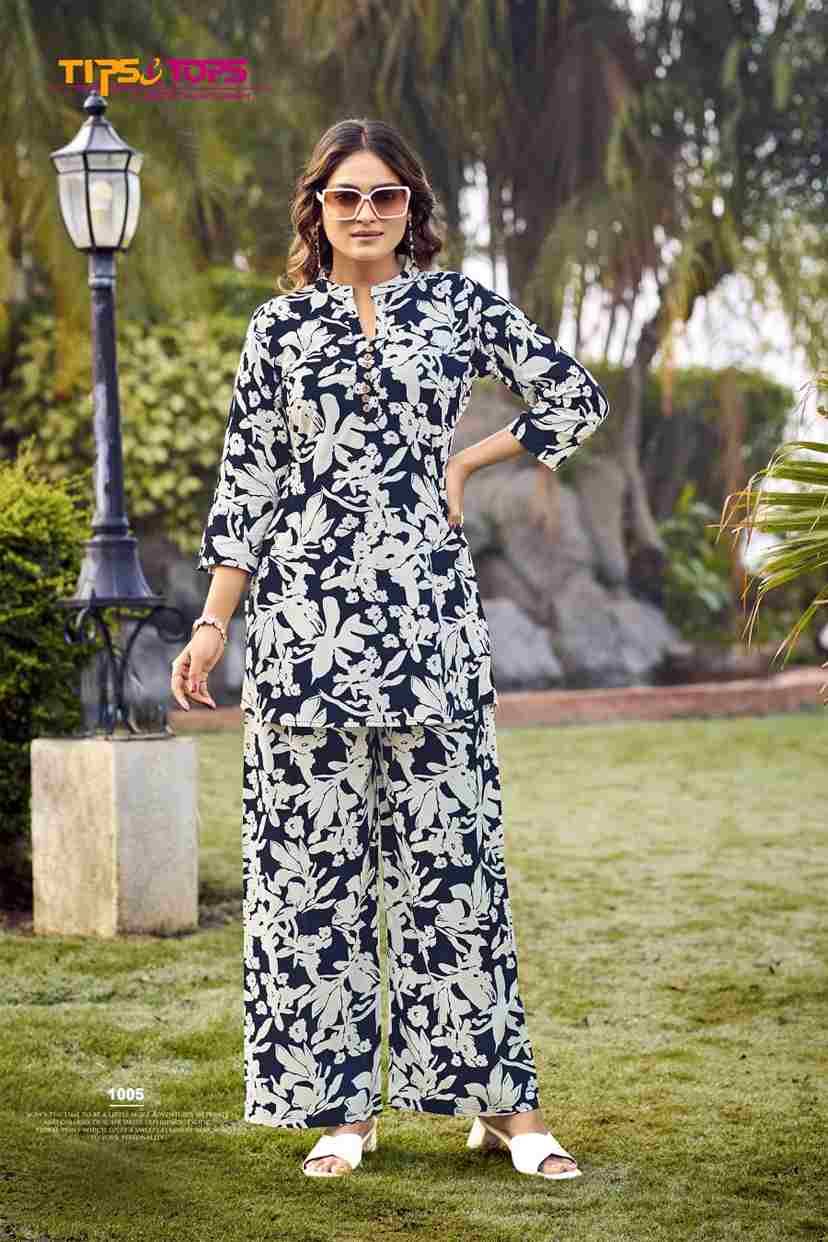 Fashion Beats Vol-10 By Tips And Tops 1001 To 1006 Series Designer Stylish Fancy Colorful Beautiful Party Wear & Ethnic Wear Collection Rayon Print Co-Ord At Wholesale Price