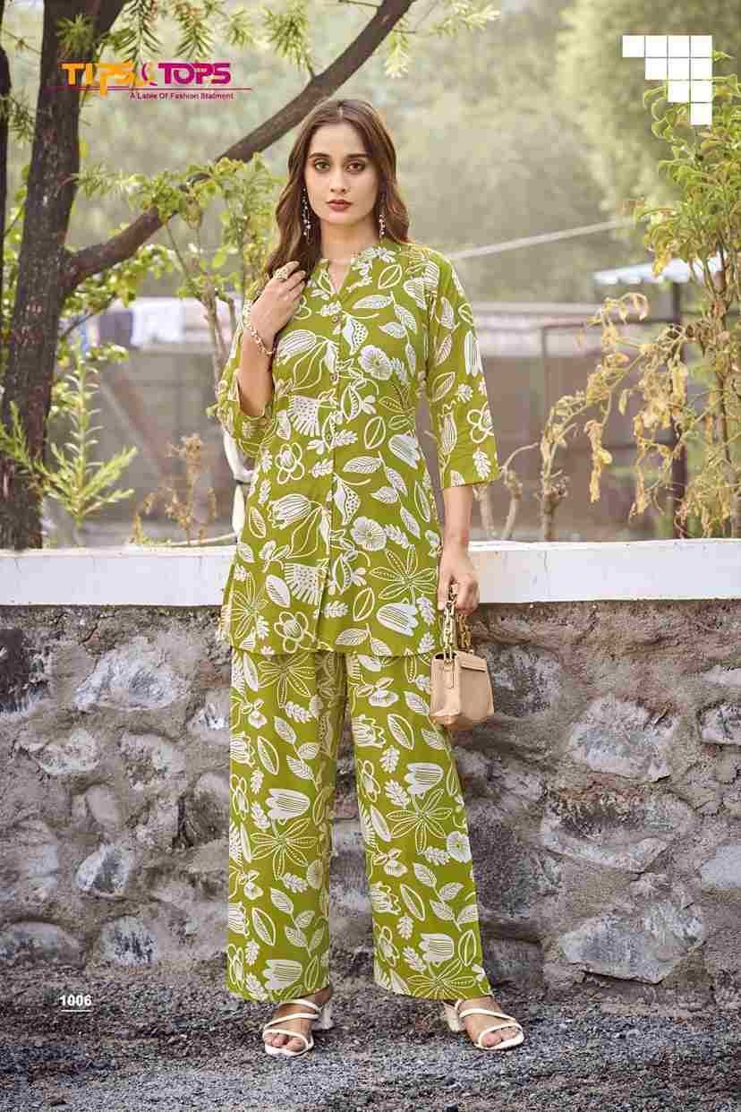 Fashion Beats Vol-10 By Tips And Tops 1001 To 1006 Series Designer Stylish Fancy Colorful Beautiful Party Wear & Ethnic Wear Collection Rayon Print Co-Ord At Wholesale Price