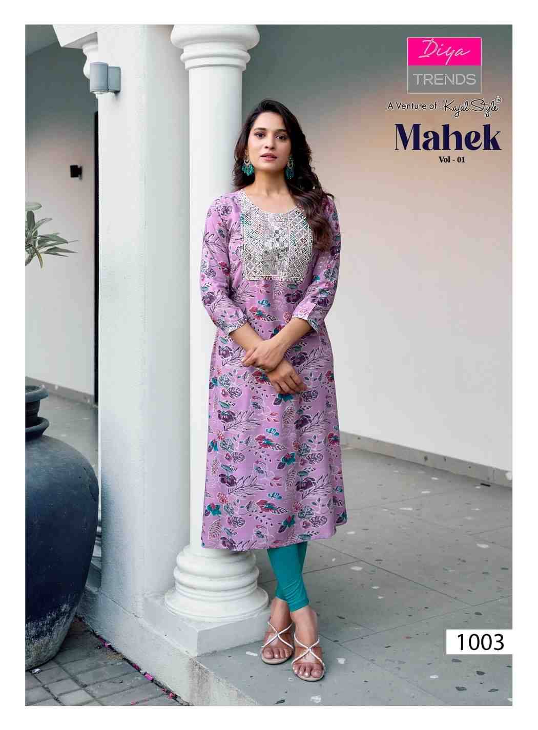Mahek Vol-1 By Diya Trends 1001 To 1008 Series Beautiful Stylish Fancy Colorful Casual Wear & Ethnic Wear Rayon Print Kurtis At Wholesale Price