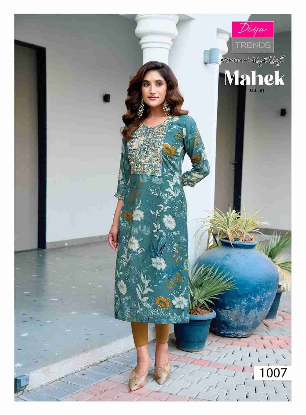 Mahek Vol-1 By Diya Trends 1001 To 1008 Series Beautiful Stylish Fancy Colorful Casual Wear & Ethnic Wear Rayon Print Kurtis At Wholesale Price