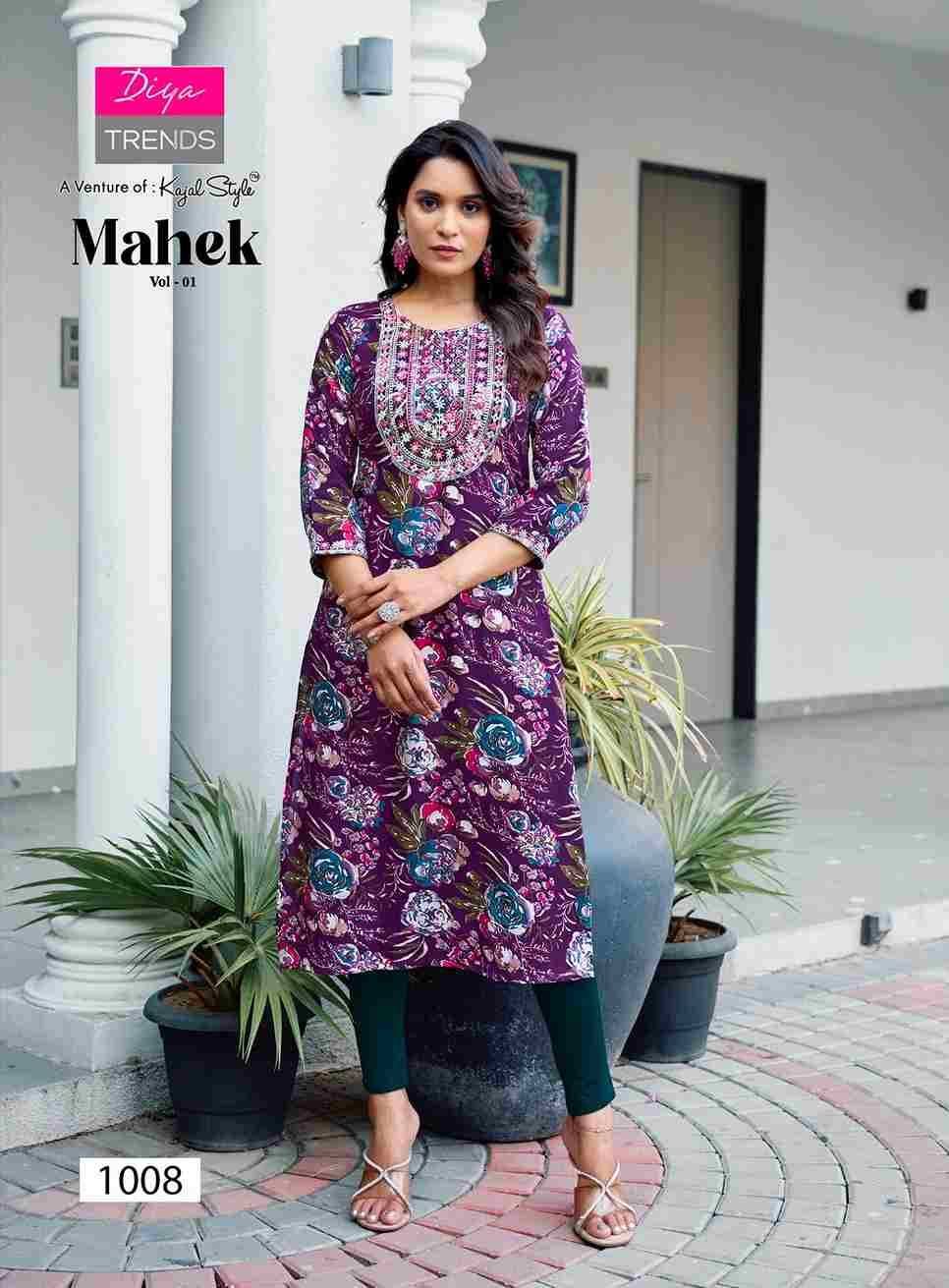 Mahek Vol-1 By Diya Trends 1001 To 1008 Series Beautiful Stylish Fancy Colorful Casual Wear & Ethnic Wear Rayon Print Kurtis At Wholesale Price