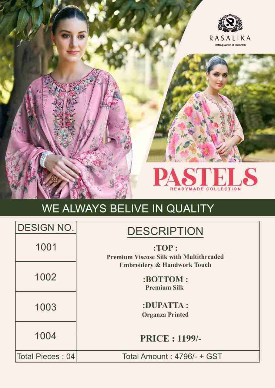 Pastels By Rasalika 1001 To 1004 Series Designer Festive Suits Beautiful Fancy Colorful Stylish Party Wear & Occasional Wear Heavy Viscose Silk Dresses At Wholesale Price