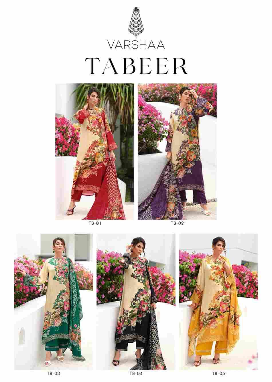 Tabeer By Varshaa 01 To 05 Series Beautiful Festive Suits Colorful Stylish Fancy Casual Wear & Ethnic Wear Viscose Muslin Dresses At Wholesale Price