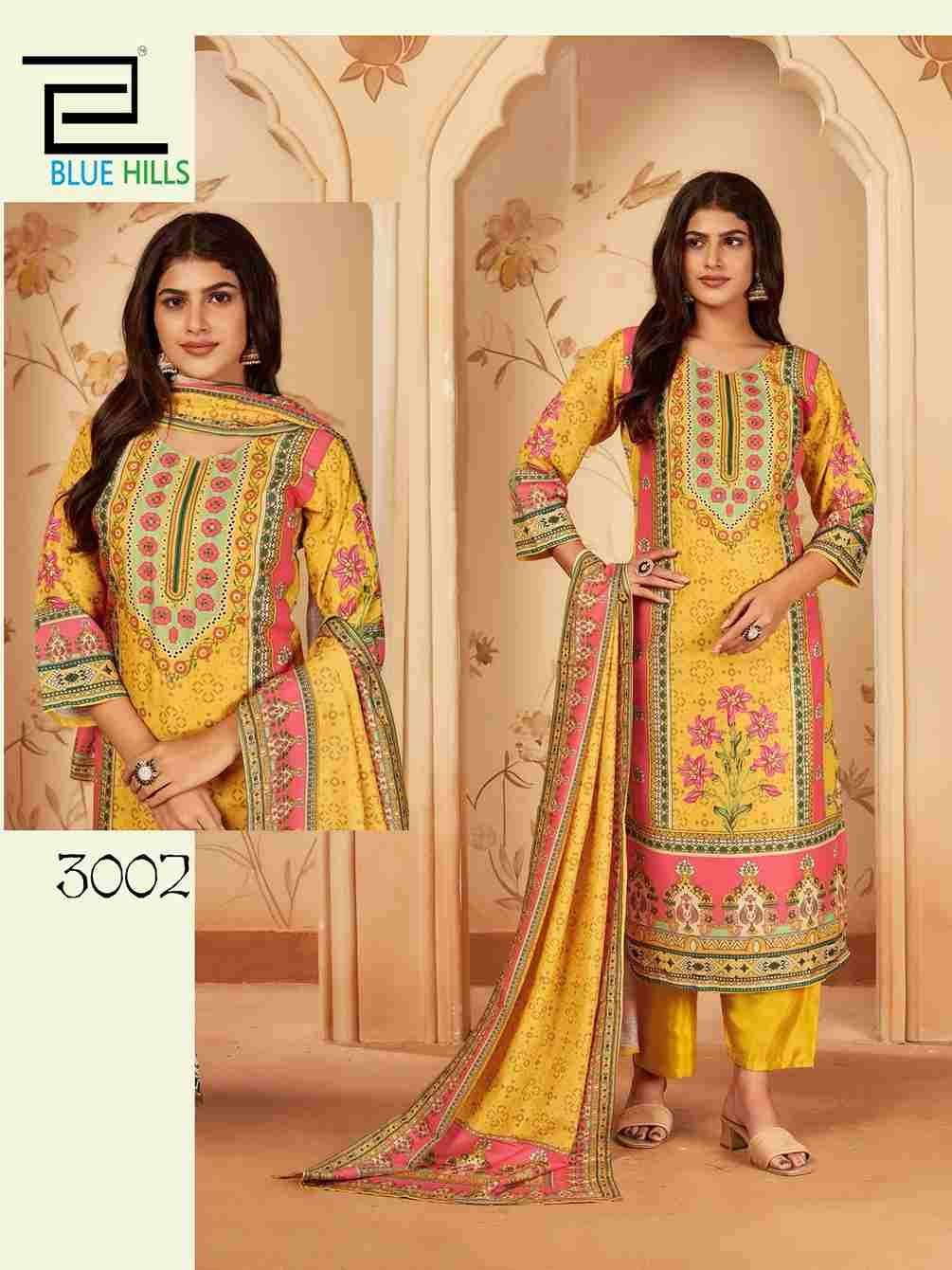 Zainab Vol-3 By Blue Hills 3001 To 3004 Series Designer Festive Suits Beautiful Fancy Colorful Stylish Party Wear & Occasional Wear Pure Muslin Dresses At Wholesale Price