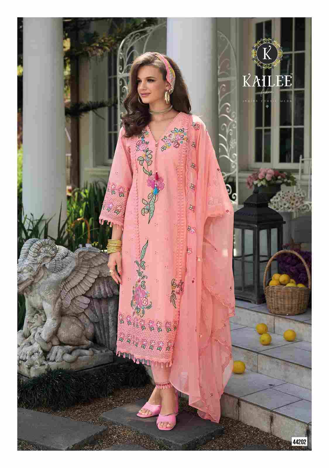 Safarnama Vol-6 By Kailee 44201 To 44204 Series Designer Festive Suits Collection Beautiful Stylish Fancy Colorful Party Wear & Occasional Wear Pure Cotton Embroidered Dresses At Wholesale Price