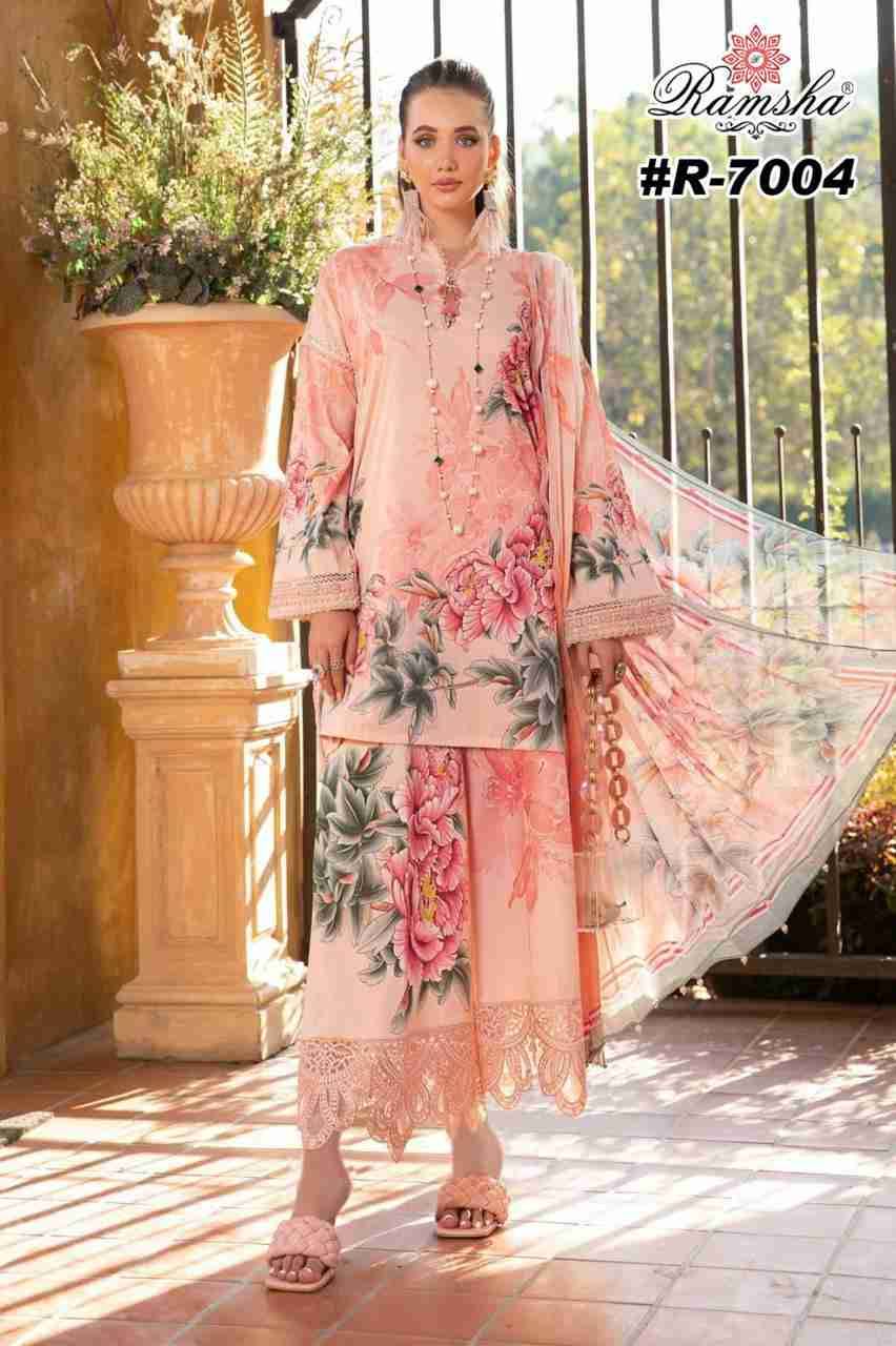 Riwaj Lawn Collection By Ramsha 7001 To 7004 Series Designer Pakistani Suits Beautiful Stylish Fancy Colorful Party Wear & Occasional Wear Cambric Embroidered Dresses At Wholesale Price
