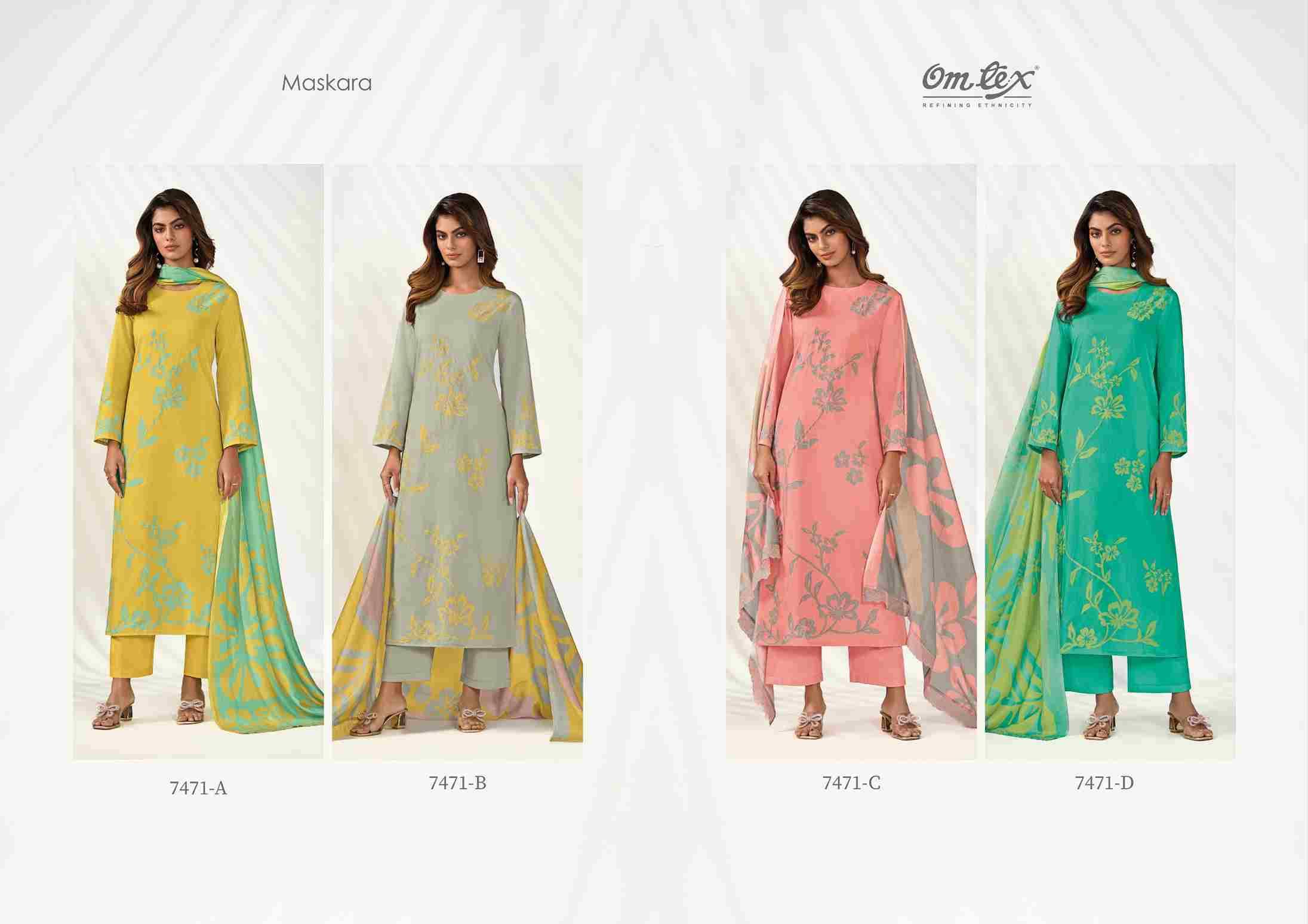 Maskara By Om Tex 7471-A To 7471-D Series Beautiful Suits Stylish Fancy Colorful Party Wear & Ethnic Wear Lawn Cotton Dresses At Wholesale Price