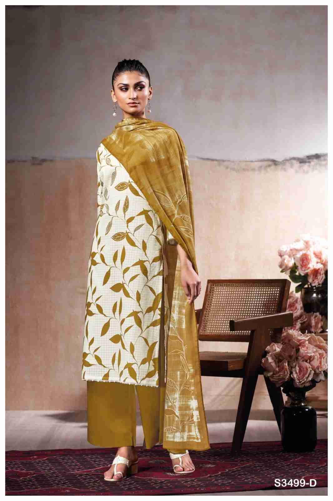 Nataly-3499 By Ganga Fashion 3499-A To 3499-D Series Beautiful Festive Suits Colorful Stylish Fancy Casual Wear & Ethnic Wear Pure Cotton Dresses At Wholesale Price