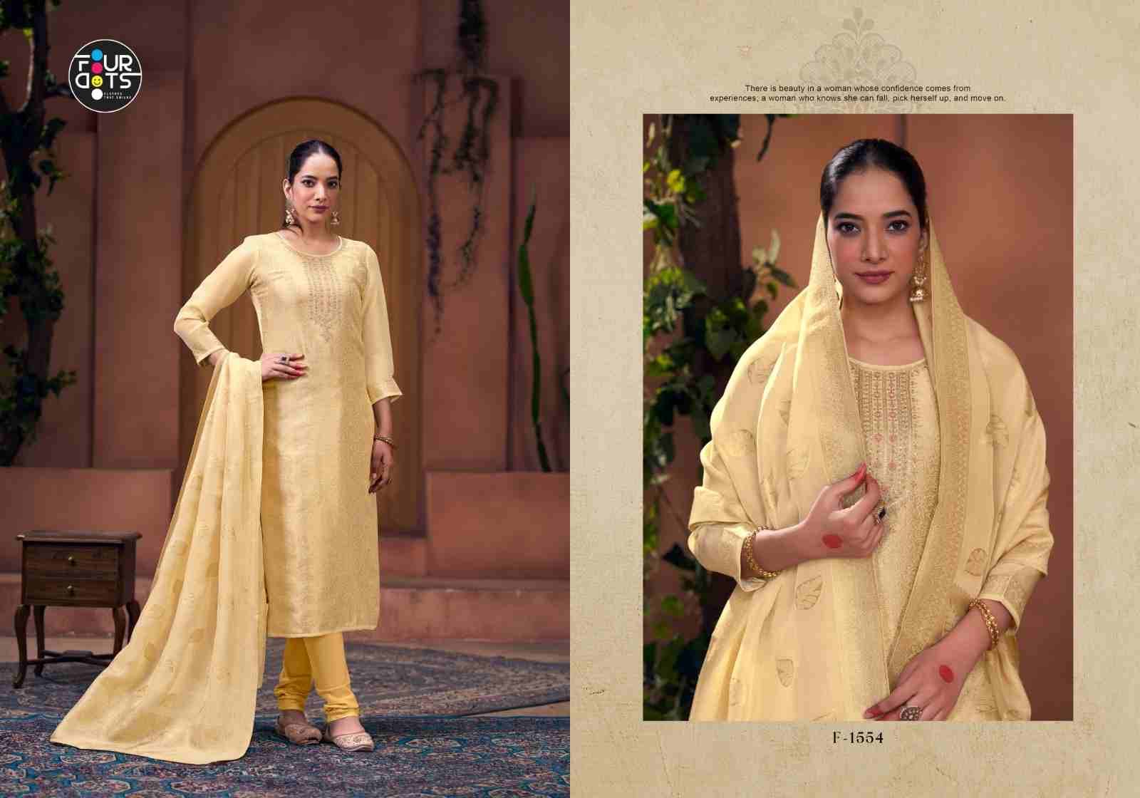 Naina By Four Dots 1551 To 1554 Series Beautiful Stylish Festive Suits Fancy Colorful Casual Wear & Ethnic Wear & Ready To Wear Viscose Organza Jacquard Dresses At Wholesale Price