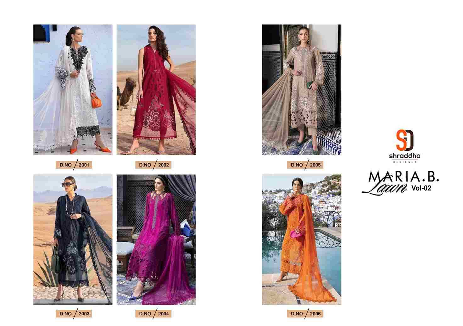 Maria.B. Lawn Vol-2 By Shraddha Designer 2001 To 2006 Series Designer Pakistani Suits Beautiful Stylish Fancy Colorful Party Wear & Occasional Wear Pure Lawn Cotton Print Embroidered Dresses At Wholesale Price