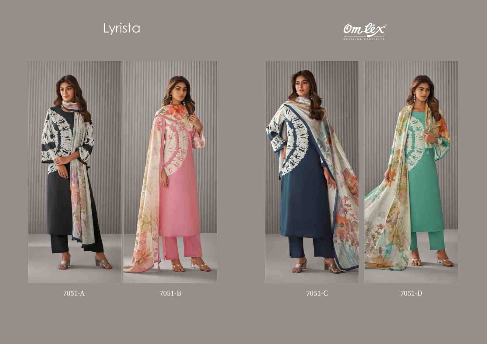 Lyrista By Om Tex 7051-A To 7051-D Series Beautiful Suits Stylish Fancy Colorful Party Wear & Ethnic Wear Linen Print Dresses At Wholesale Price