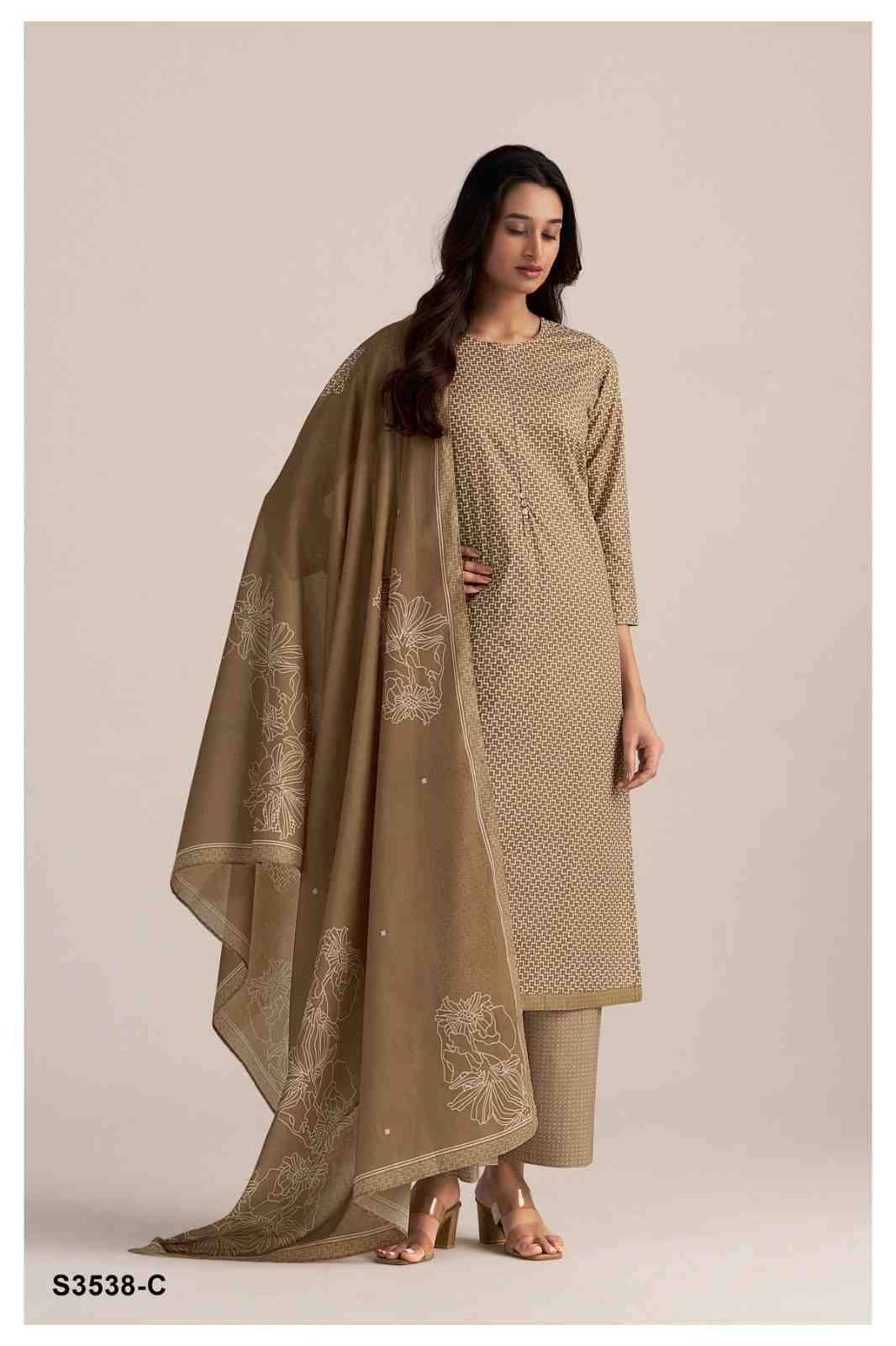 Noelle-3538 By Ganga Fashion 3538-A To 3538-D Series Beautiful Festive Suits Colorful Stylish Fancy Casual Wear & Ethnic Wear Pure Cotton Dresses At Wholesale Price