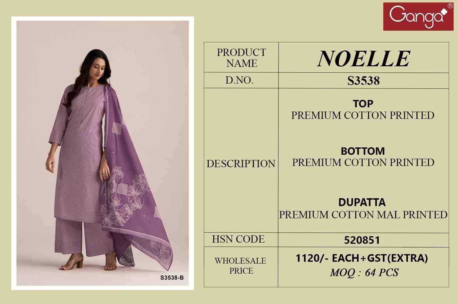 Noelle-3538 By Ganga Fashion 3538-A To 3538-D Series Beautiful Festive Suits Colorful Stylish Fancy Casual Wear & Ethnic Wear Pure Cotton Dresses At Wholesale Price
