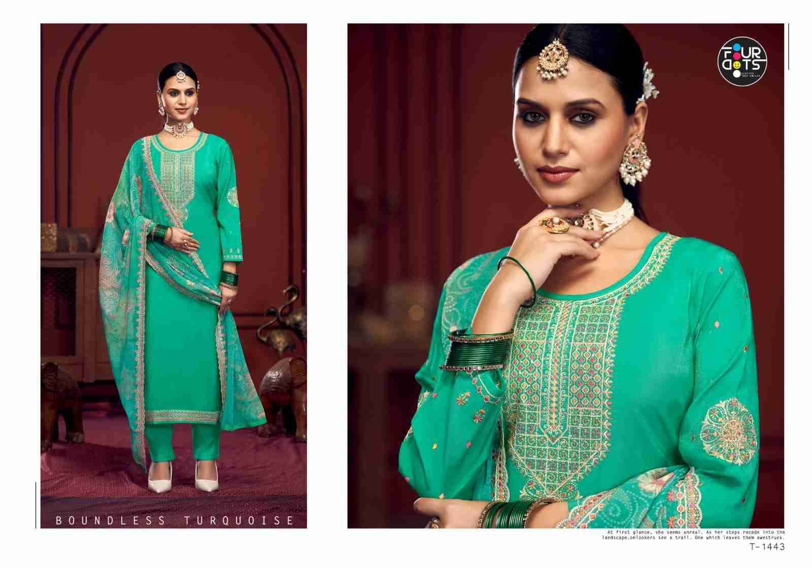 Aahna By Four Dots 1441 To 1444 Series Beautiful Stylish Festive Suits Fancy Colorful Casual Wear & Ethnic Wear & Ready To Wear Muslin Dresses At Wholesale Price