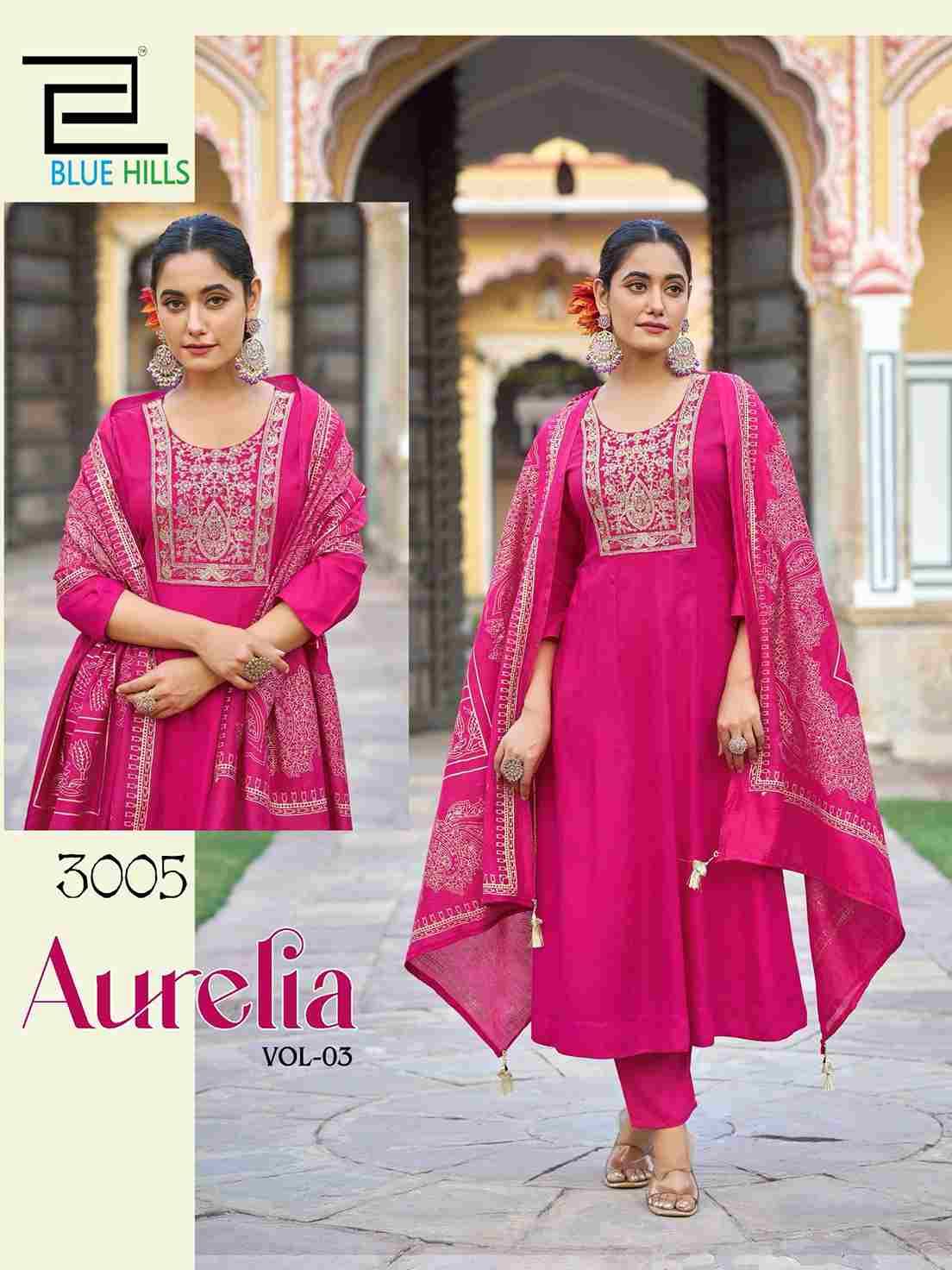 Aurelia Vol-3 By Blue Hills 3001 To 3006 Series Designer Festive Suits Beautiful Fancy Colorful Stylish Party Wear & Occasional Wear Rayon Dresses At Wholesale Price
