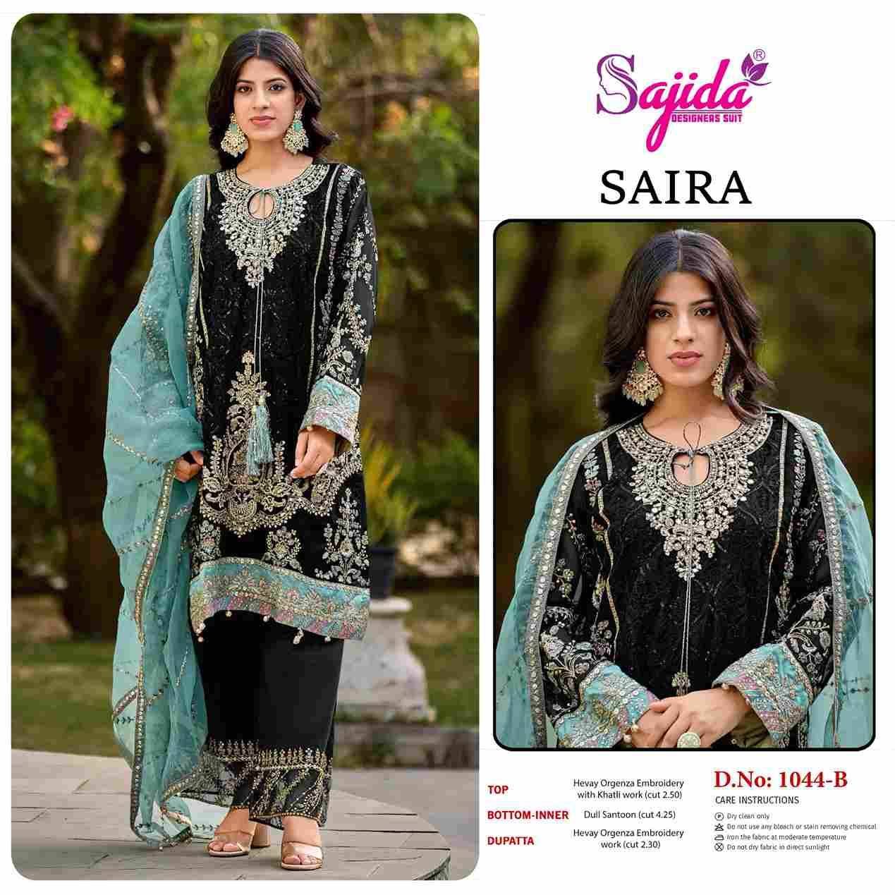 Saira By Sajida Designer Suits 1044-A To 1044-B Series Beautiful Pakistani Suits Colorful Stylish Fancy Casual Wear & Ethnic Wear Heavy Organza Embroidered Dresses At Wholesale Price