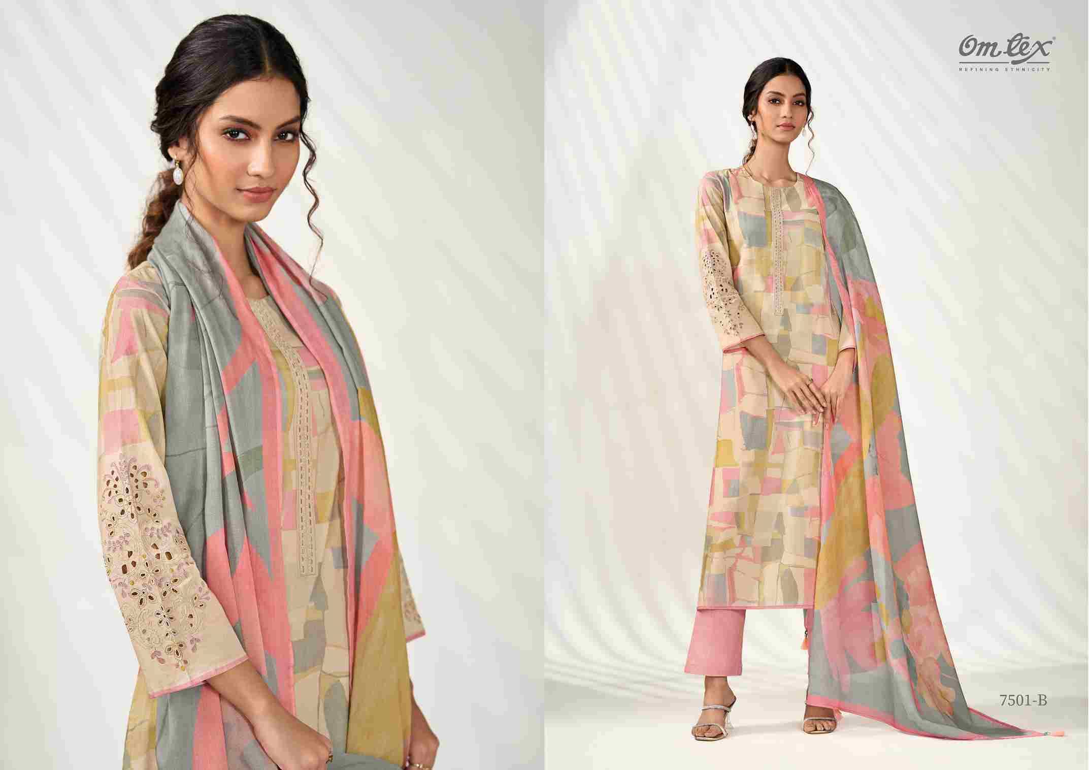 Vastra By Om Tex 7501-A To 7501-D Series Beautiful Suits Stylish Fancy Colorful Party Wear & Ethnic Wear Lawn Cotton Print Dresses At Wholesale Price
