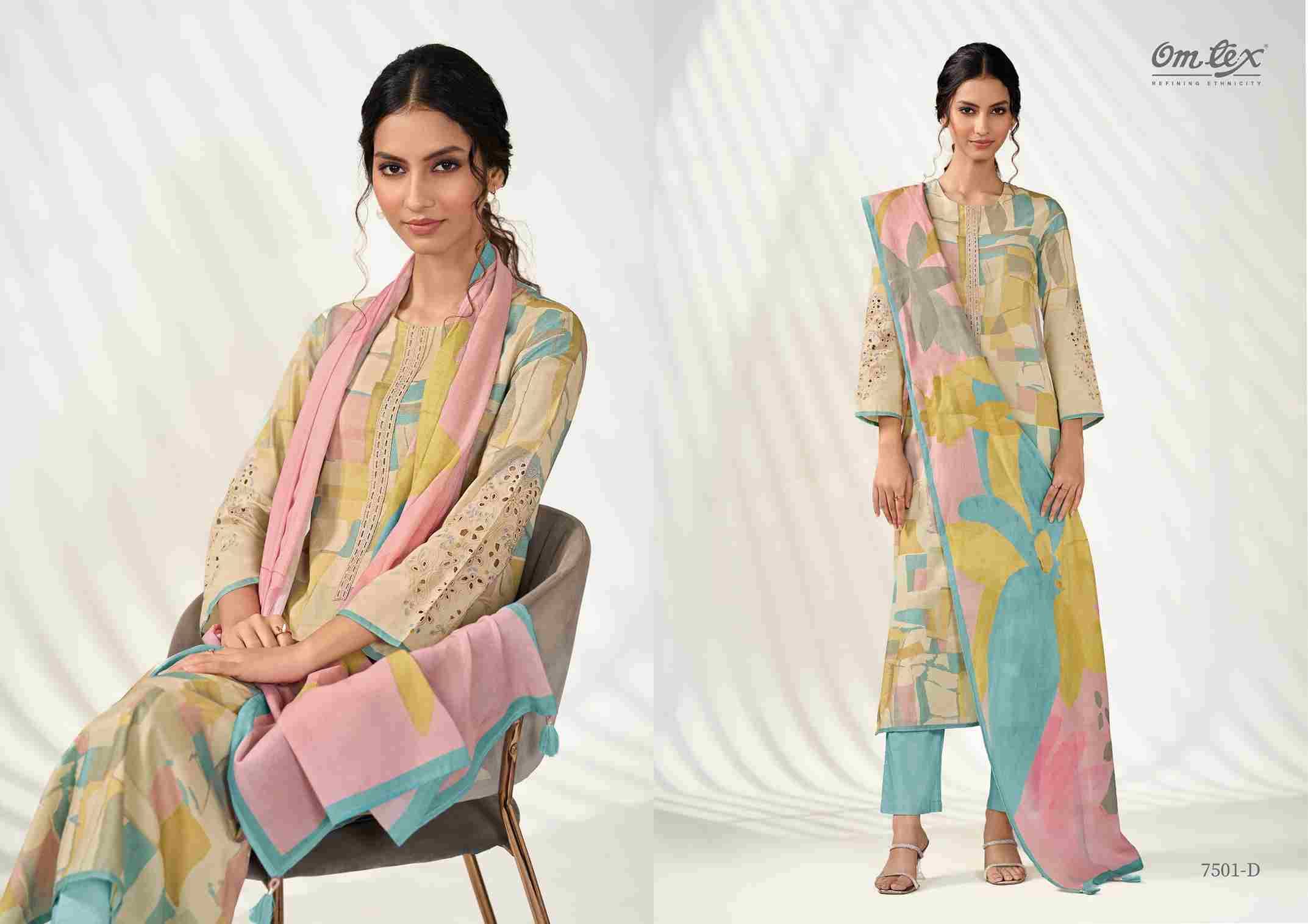 Vastra By Om Tex 7501-A To 7501-D Series Beautiful Suits Stylish Fancy Colorful Party Wear & Ethnic Wear Lawn Cotton Print Dresses At Wholesale Price