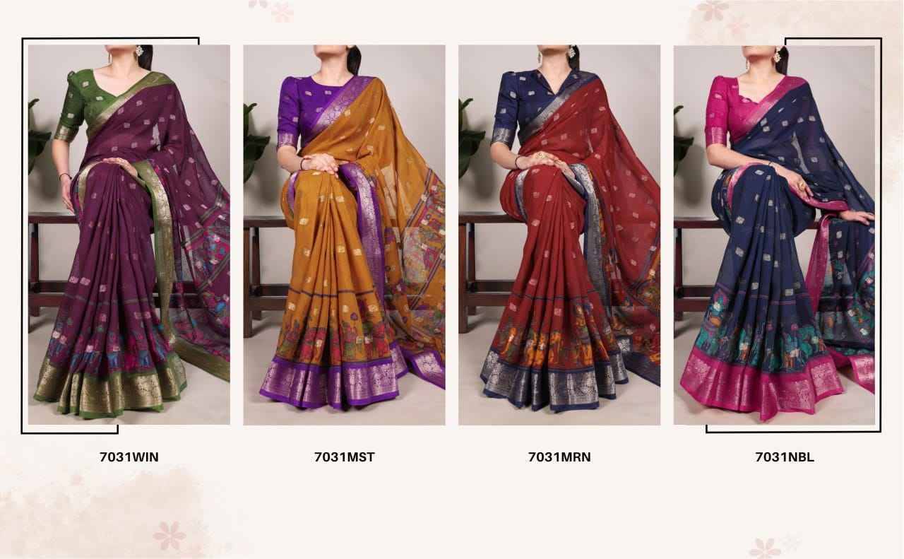 7031 By Fashid Wholesale 7031-A To 7031-D Series Indian Traditional Wear Collection Beautiful Stylish Fancy Colorful Party Wear & Occasional Wear Cotton Sarees At Wholesale Price