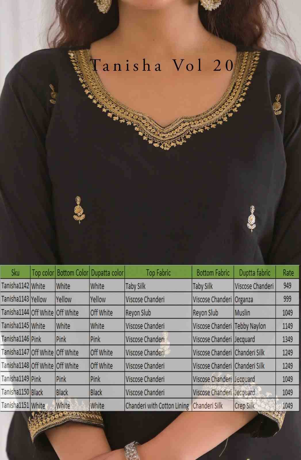 Tanisha Vol-20 By Fashid Wholesale 1142 To 1151 Series Beautiful Suits Colorful Stylish Fancy Casual Wear & Ethnic Wear Viscose Chanderi Embroidered Work Dresses At Wholesale Price