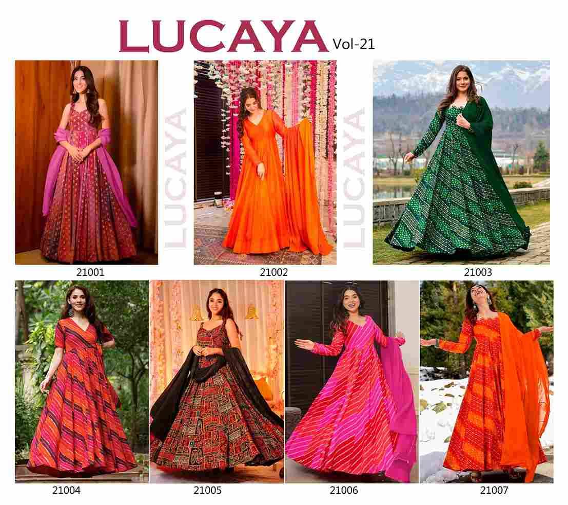 Lucaya Vol-21 By Fashid Wholesale 21001 To 21007 Series Designer Stylish Fancy Colorful Beautiful Party Wear & Ethnic Wear Collection Heavy Chinnon Gowns With Dupatta At Wholesale Price