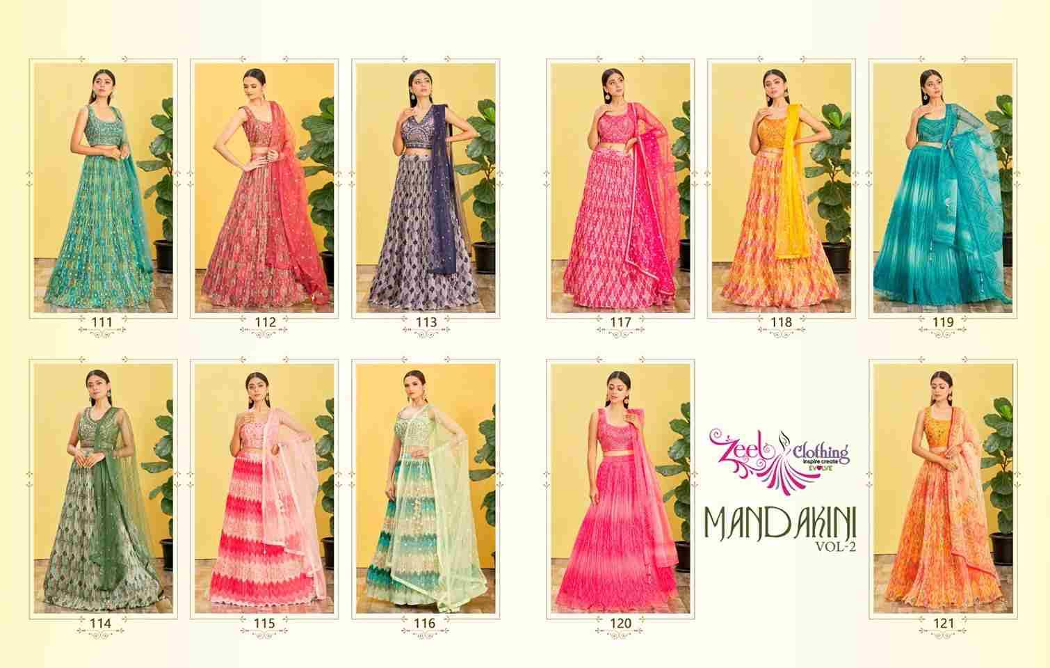 Mandakini Vol-2 By Zeel Clothing 111 To 121 Series Designer Beautiful Wedding Collection Occasional Wear & Party Wear Chinnon/Organza Lehengas At Wholesale Price