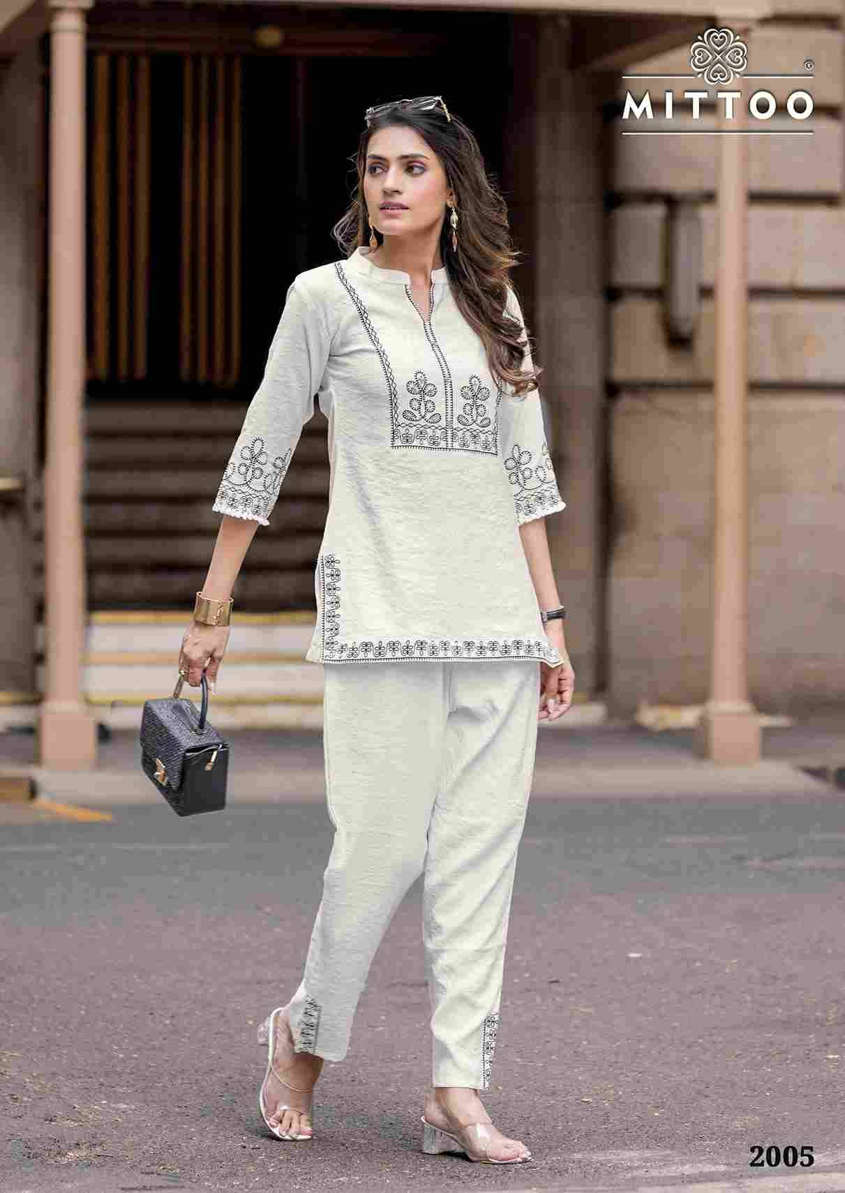 Korra By Mittoo 2001 To 2006 Series Designer Stylish Fancy Colorful Beautiful Party Wear & Ethnic Wear Collection Viscose Slub Tops With Bottom At Wholesale Price