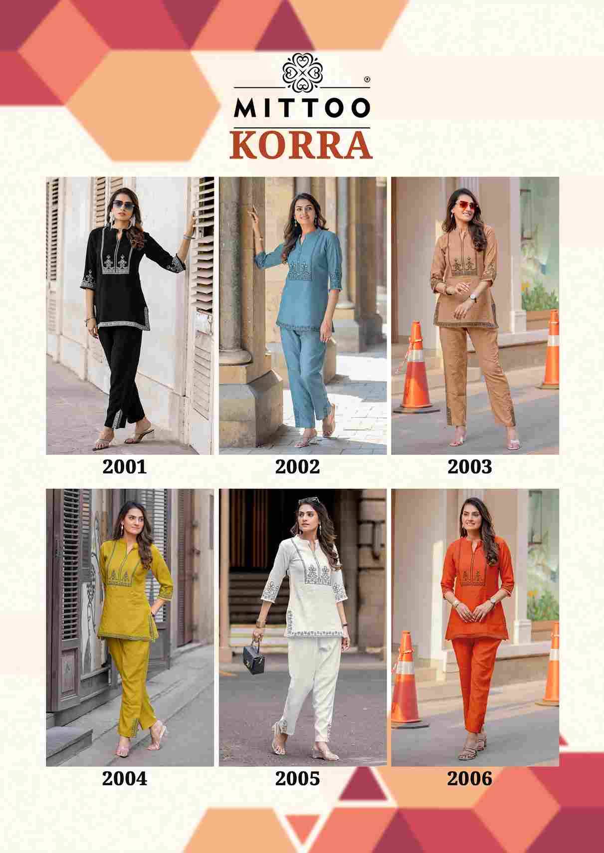 Korra By Mittoo 2001 To 2006 Series Designer Stylish Fancy Colorful Beautiful Party Wear & Ethnic Wear Collection Viscose Slub Tops With Bottom At Wholesale Price