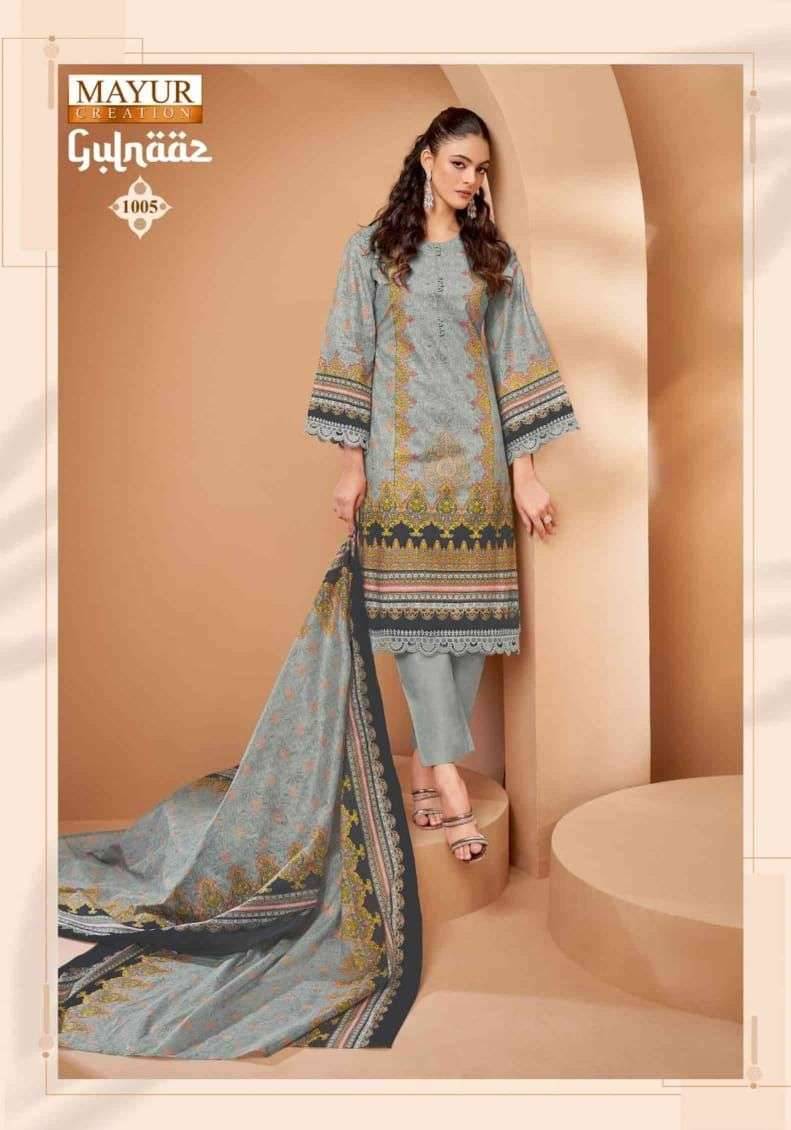 Gulnaaz Vol-1 By Mayur Creation 1001 To 1008 Series Beautiful Stylish Festive Suits Fancy Colorful Casual Wear & Ethnic Wear & Ready To Wear Cambric Print Dresses At Wholesale Price