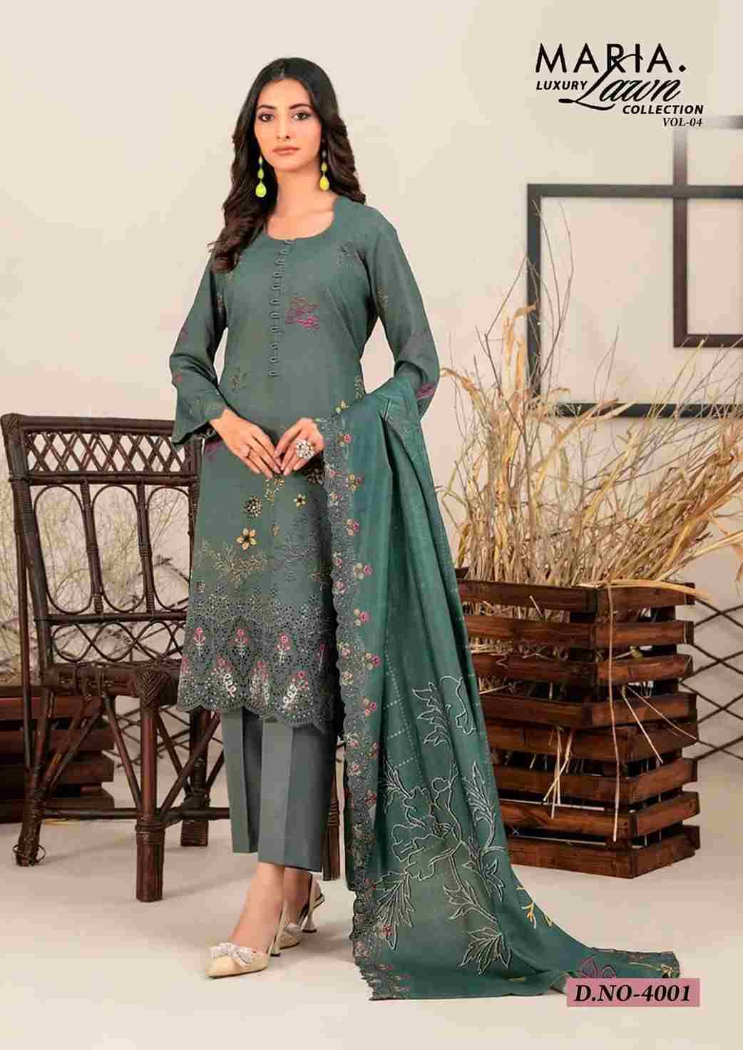 Maria.B. Luxury Lawn Collection Vol-4 By Miss World Choice 4001 To 4006 Series Beautiful Festive Suits Colorful Stylish Fancy Casual Wear & Ethnic Wear Pure Lawn Cotton Dresses At Wholesale Price
