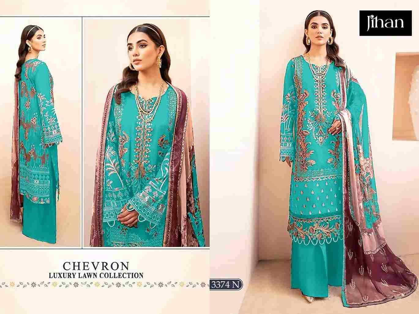 Jihan 3374 Colours Vol-4 By Jihan 3374-K To 3374-N Series Designer Pakistani Suits Beautiful Fancy Stylish Colorful Party Wear & Occasional Wear Lawn Cotton Dresses At Wholesale Price