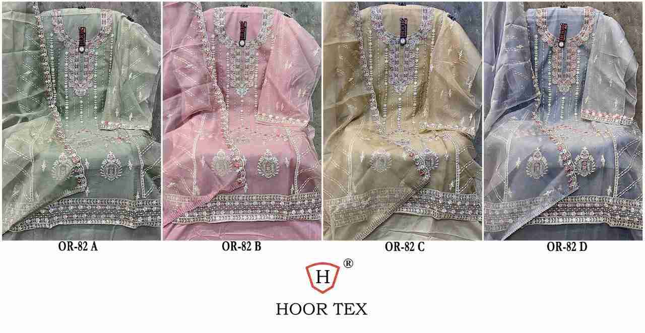Hoor Tex Hit Design OR-82 Colours By Hoor Tex OR-82-A To OR-82-D Series Beautiful Pakistani Suits Stylish Colorful Fancy Casual Wear & Ethnic Wear Heavy Organza Embroidered Dresses At Wholesale Price