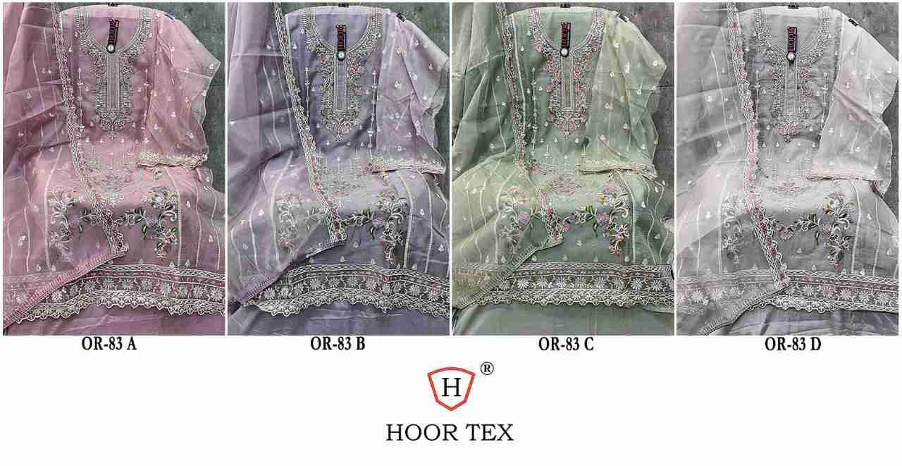 Hoor Tex Hit Design OR-83 Colours By Hoor Tex OR-83-A To OR-83-D Series Beautiful Pakistani Suits Stylish Colorful Fancy Casual Wear & Ethnic Wear Heavy Organza Embroidered Dresses At Wholesale Price