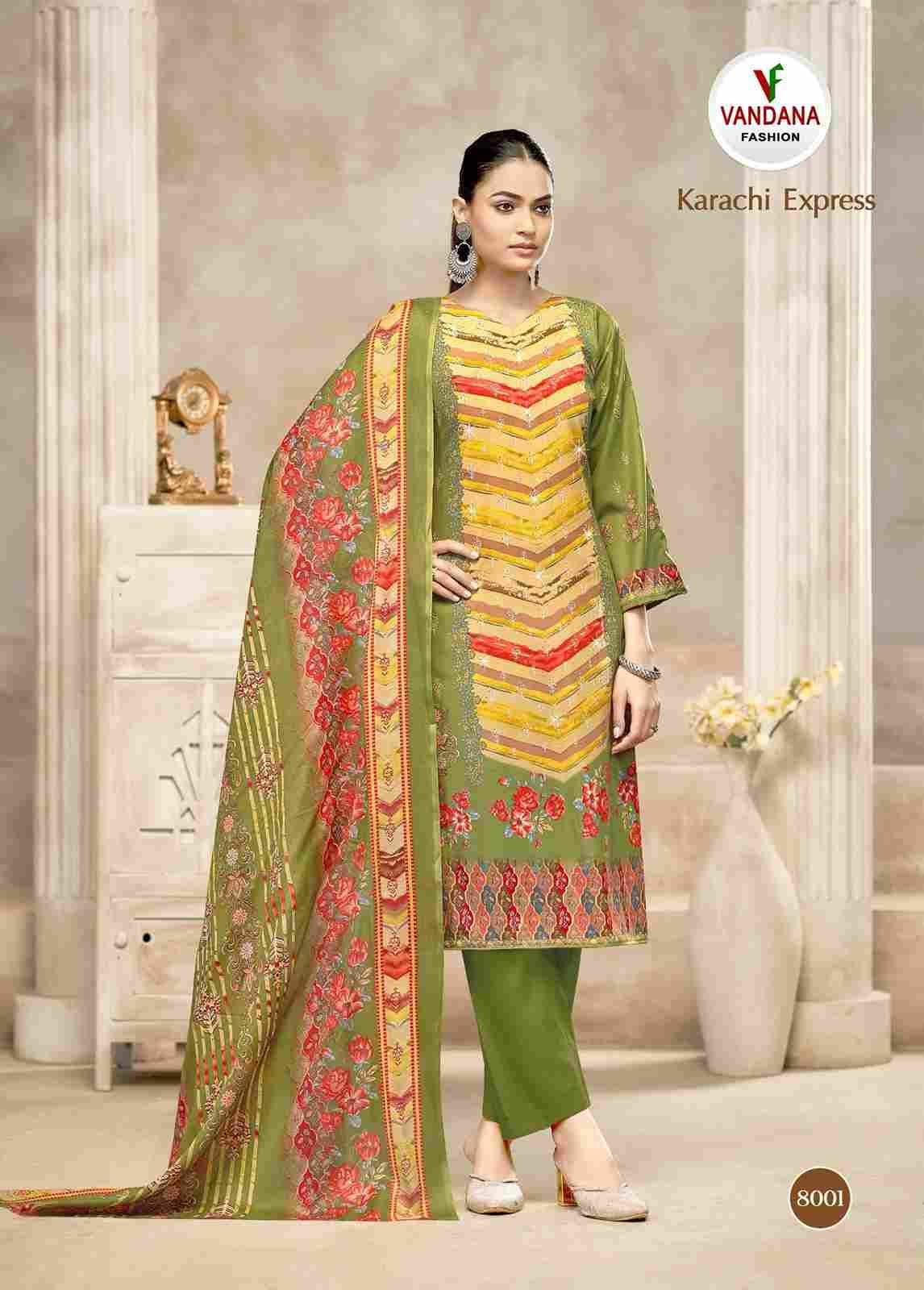 Karachi Express Vol-8 By Vandana Fashion 8001 To 8008 Series Beautiful Festive Suits Stylish Fancy Colorful Casual Wear & Ethnic Wear Soft Cotton Print Dresses At Wholesale Price