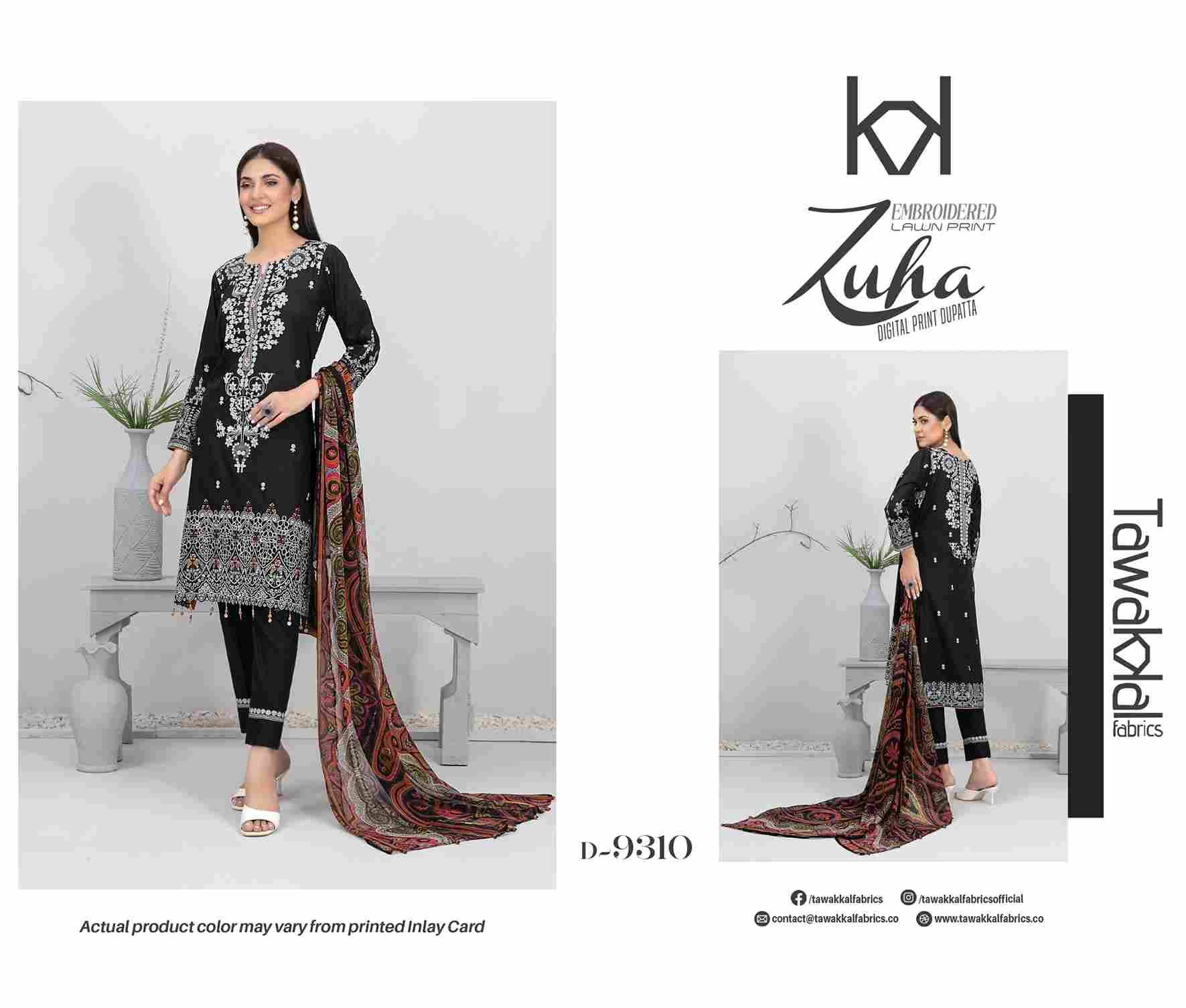 Zuha By Tawakkal Fab 9301 To 9310 Series Designer Pakistani Suits Beautiful Stylish Fancy Colorful Party Wear & Occasional Wear Pure Lawn Dresses At Wholesale Price