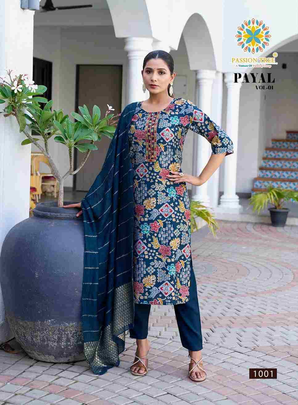 Payal Vol-1 By Passion Tree 1001 To 1008 Series Beautiful Festive Suits Colorful Stylish Fancy Casual Wear & Ethnic Wear Vertican Print Dresses At Wholesale Price