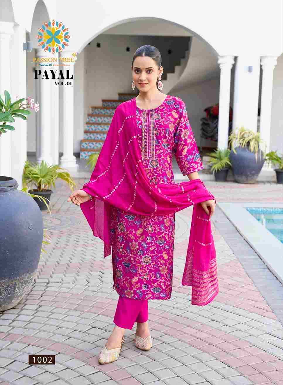 Payal Vol-1 By Passion Tree 1001 To 1008 Series Beautiful Festive Suits Colorful Stylish Fancy Casual Wear & Ethnic Wear Vertican Print Dresses At Wholesale Price