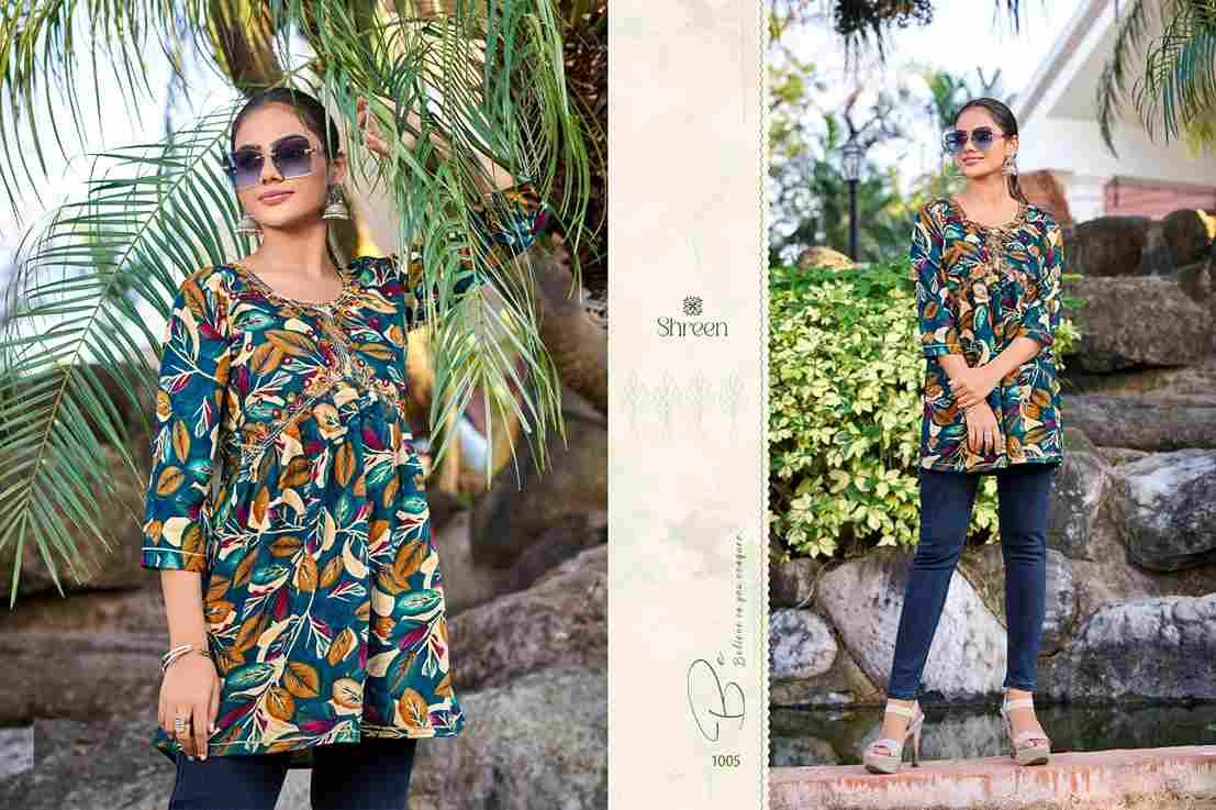 Resham Infinity By Shreen 1001 To 1007 Series Designer Stylish Fancy Colorful Beautiful Party Wear & Ethnic Wear Collection Heavy Rayon Print Tops At Wholesale Price