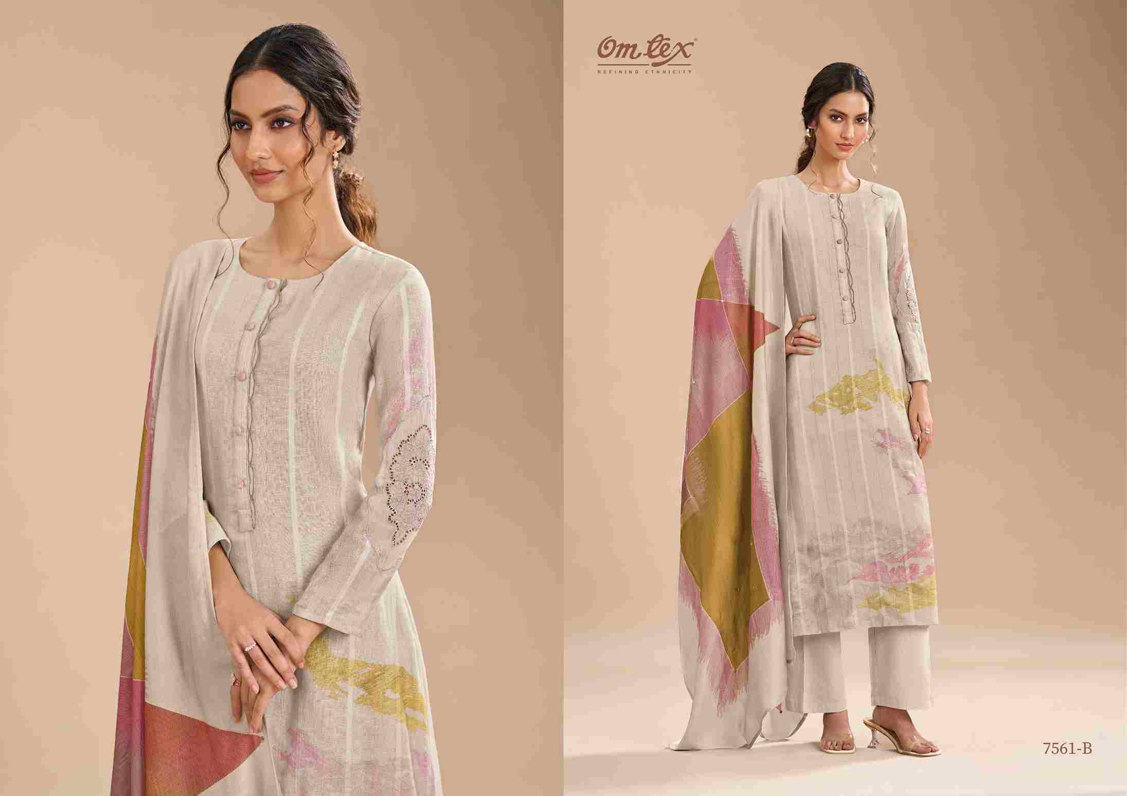 Nilofer By Om Tex 7561-A To 7561-C Series Beautiful Suits Stylish Fancy Colorful Party Wear & Ethnic Wear Linen Dresses At Wholesale Price