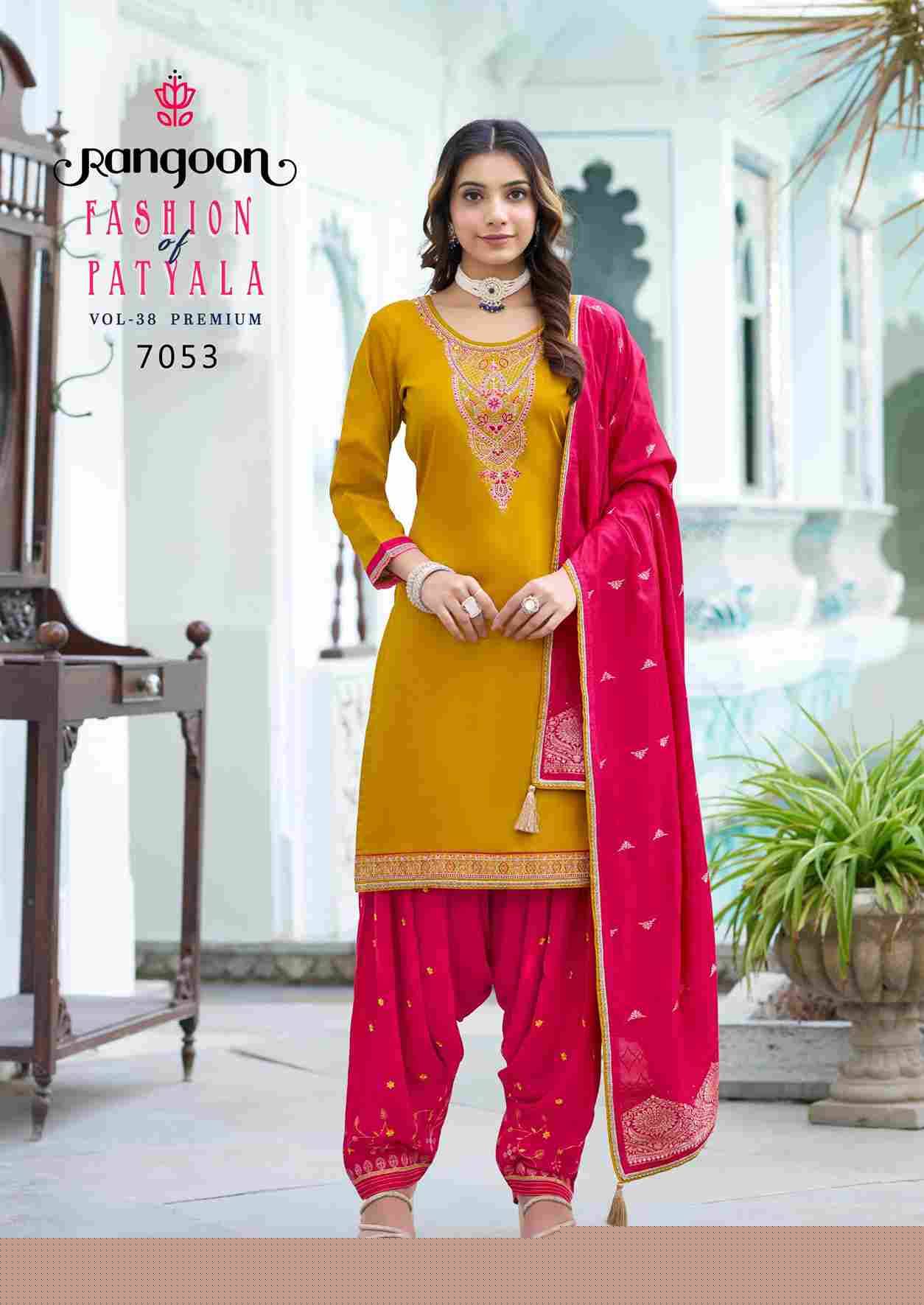 Fashion Of Patiyala Vol-38 By Rangoon 7051 To 7056 Series Festive Suits Beautiful Fancy Colorful Stylish Party Wear & Occasional Wear Jam Silk Dresses At Wholesale Price