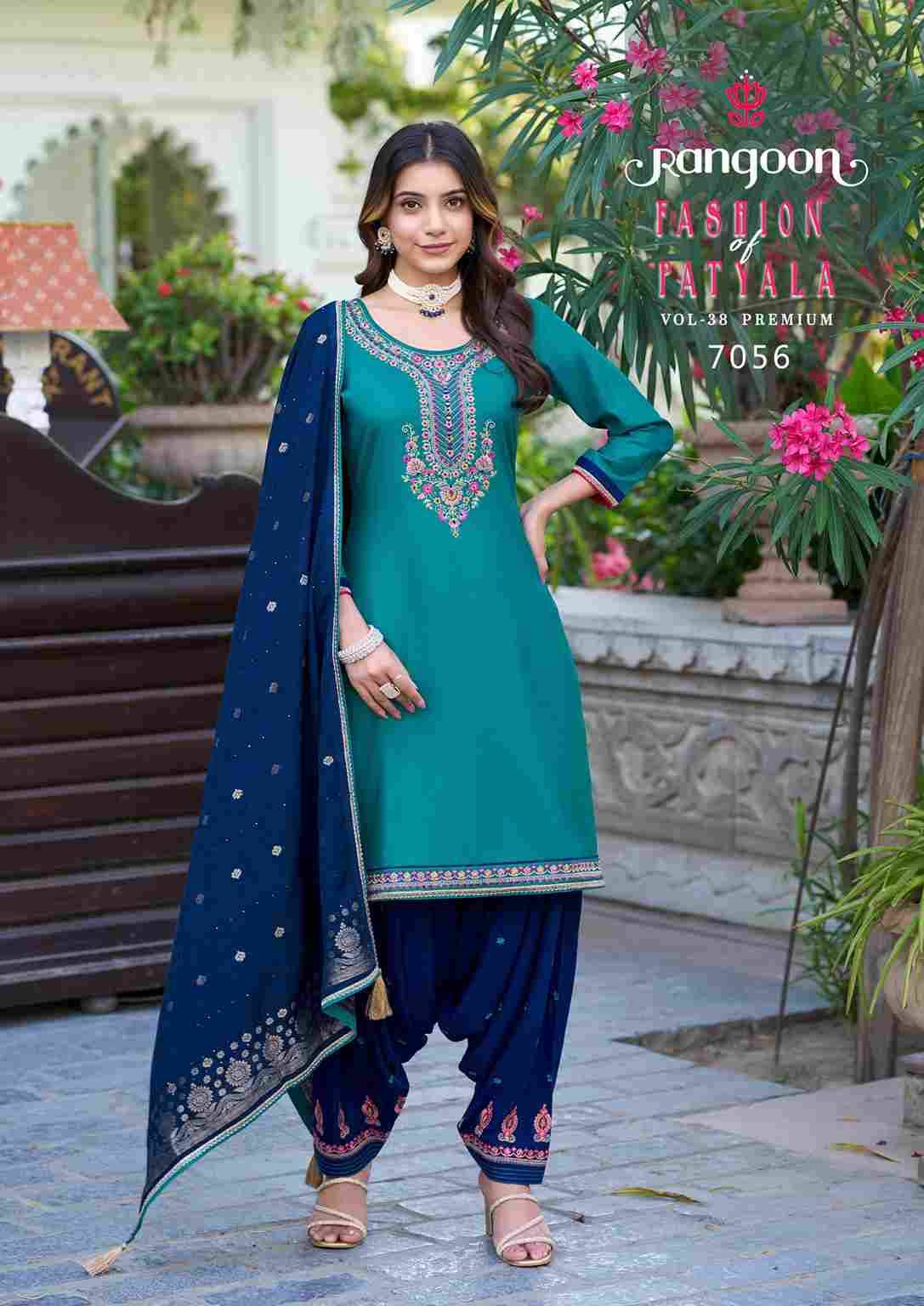Fashion Of Patiyala Vol-38 By Rangoon 7051 To 7056 Series Festive Suits Beautiful Fancy Colorful Stylish Party Wear & Occasional Wear Jam Silk Dresses At Wholesale Price