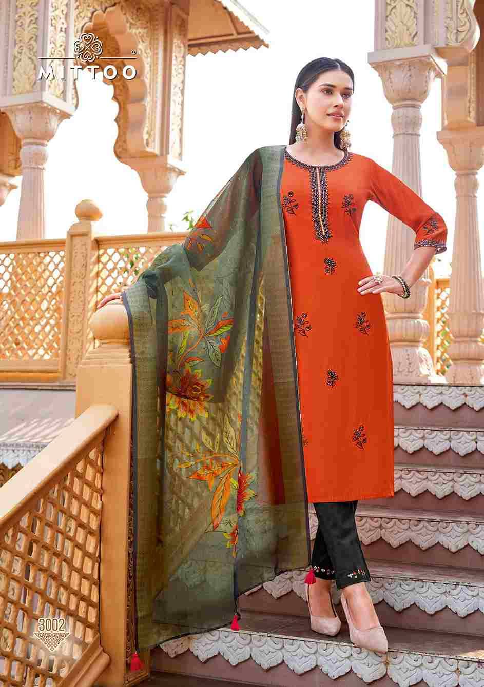 Aayushi By Mittoo 3001 To 3006 Series Designer Festive Suits Beautiful Stylish Fancy Colorful Party Wear & Occasional Wear Viscose Silk Dresses At Wholesale Price