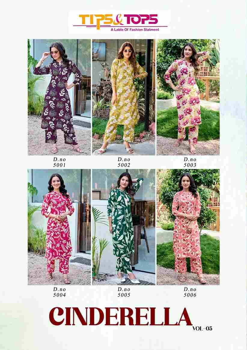 Cinderella Vol-5 By Tips And Tops 5001 To 5006 Series Designer Stylish Fancy Colorful Beautiful Party Wear & Ethnic Wear Collection Heavy Rayon Co-Ords At Wholesale Price