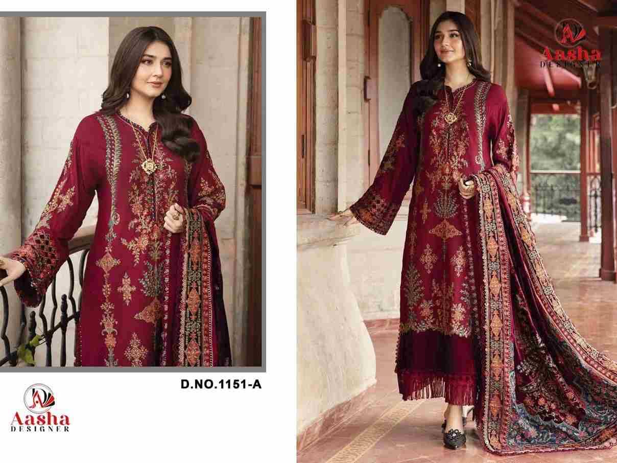 Aasha 1151 Colours By Aasha Designer 1151-A To 1151-E Series Pakistani Suits Beautiful Fancy Colorful Stylish Party Wear & Occasional Wear Heavy Rayon Embroidery Dresses At Wholesale Price